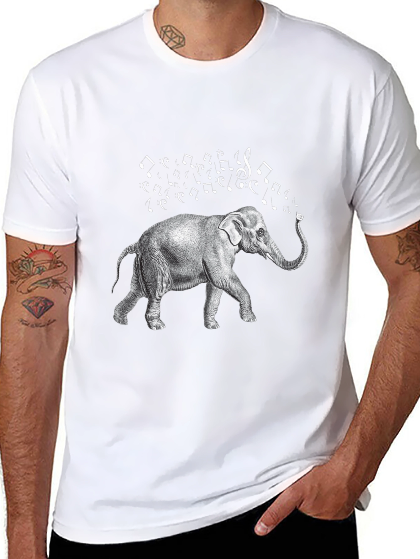 Black Musical Elephant Black T-Shirt view 8