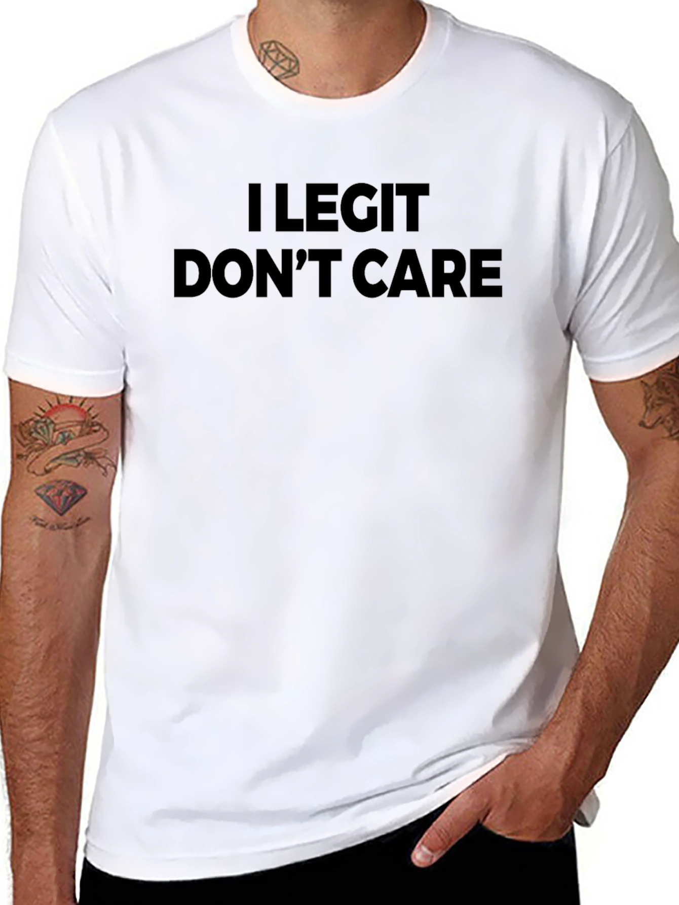 Black I Legit Don't Care Graphic Tee - Black Unisex T-Shirt view 8