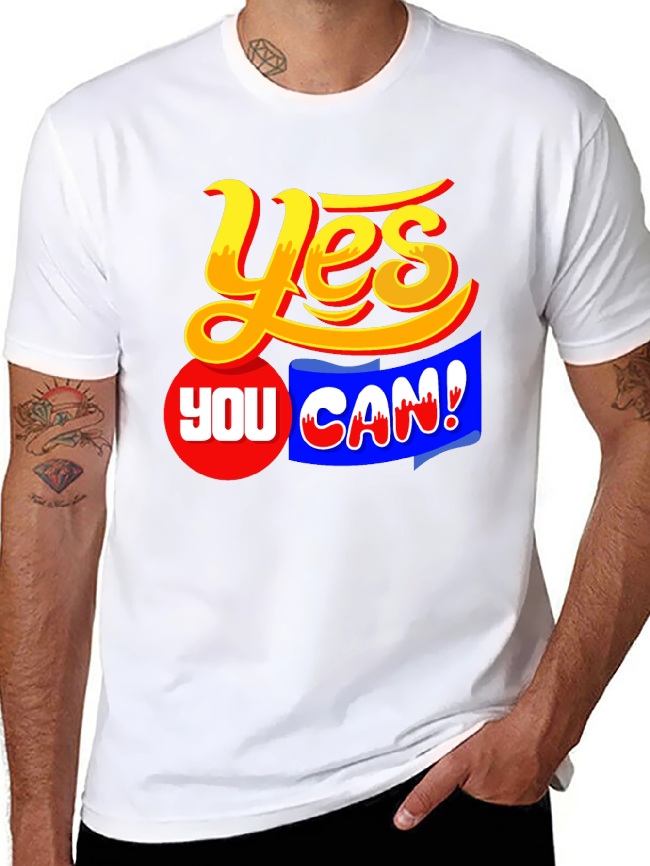 Black Yes You Can! Graphic T-Shirt Motivation Black view 8