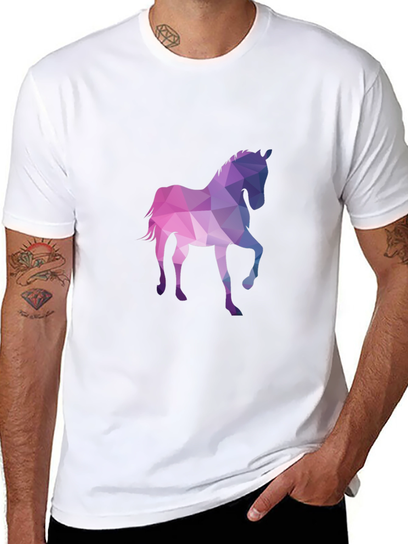 Black Geometric Horse Graphic Tee view 8