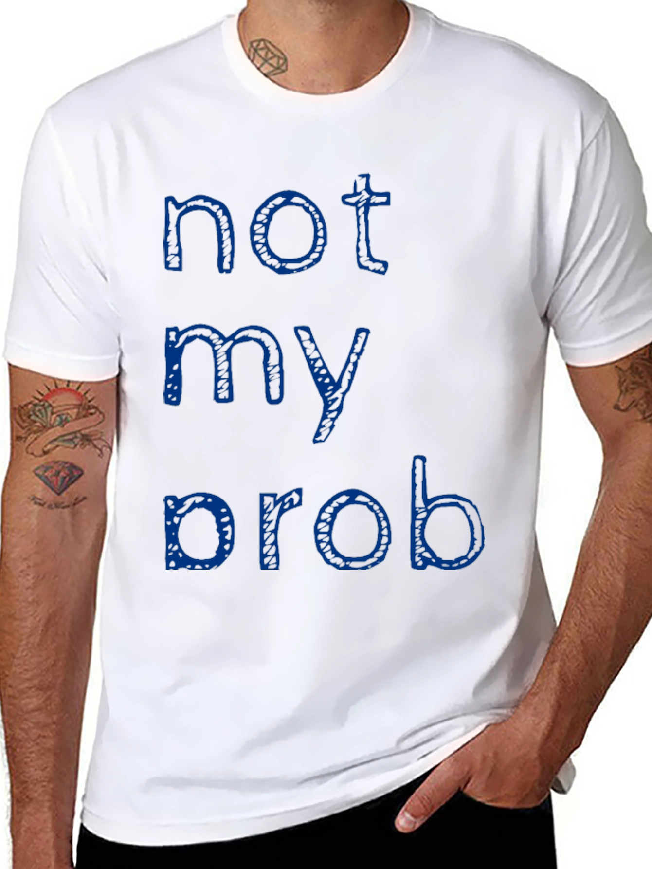 Black Not My Prob T-Shirt - Casual Crew Neck Tee view 8