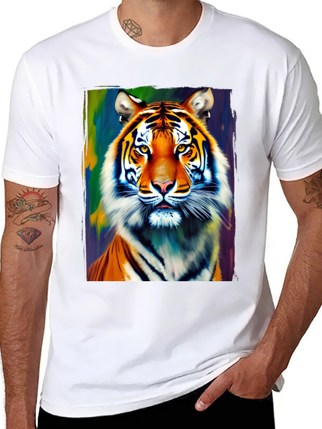 Black Tiger Graphic Tee - Vivid Animal Print Shirt view 8