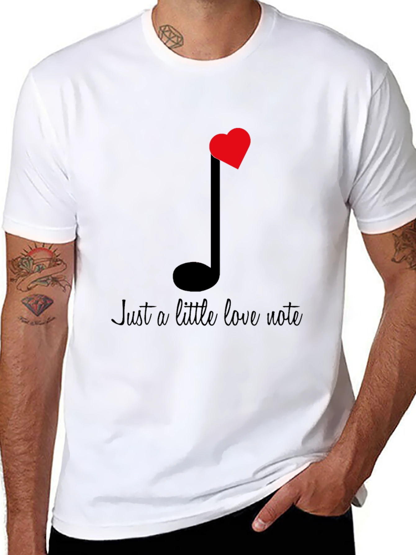 Black Love Note Graphic Tee - Black Cotton T-Shirt view 8