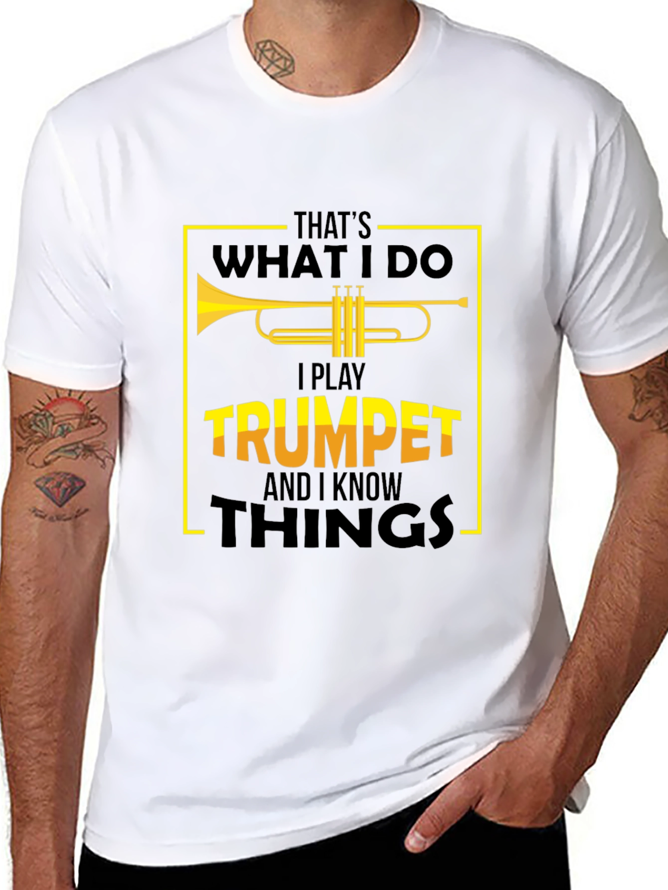 Black Trumpet Player T-Shirt - That's What I Do! view 8