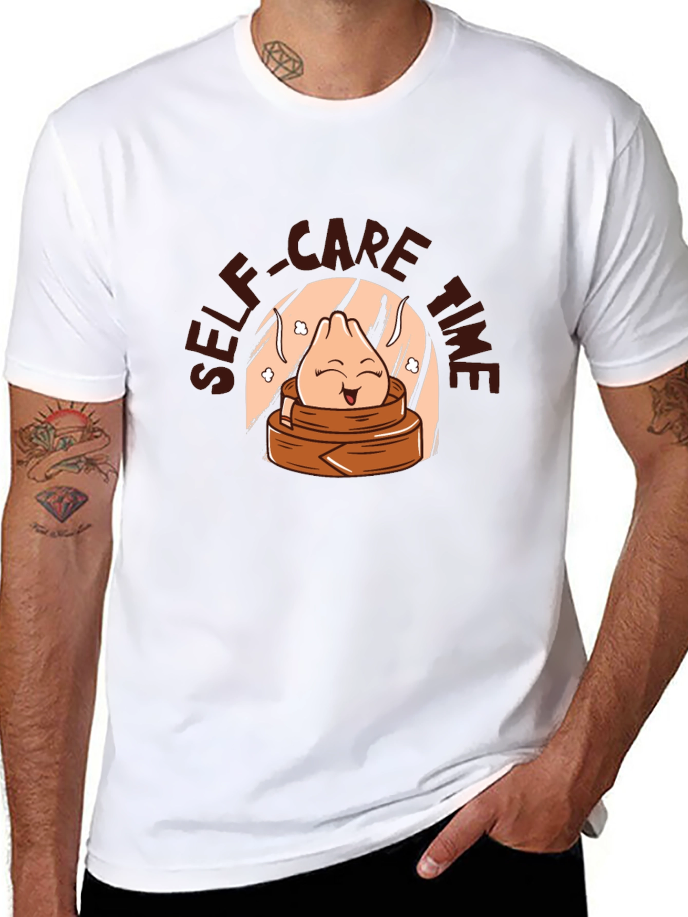 Black Self-Care Time Dumpling T-Shirt view 8
