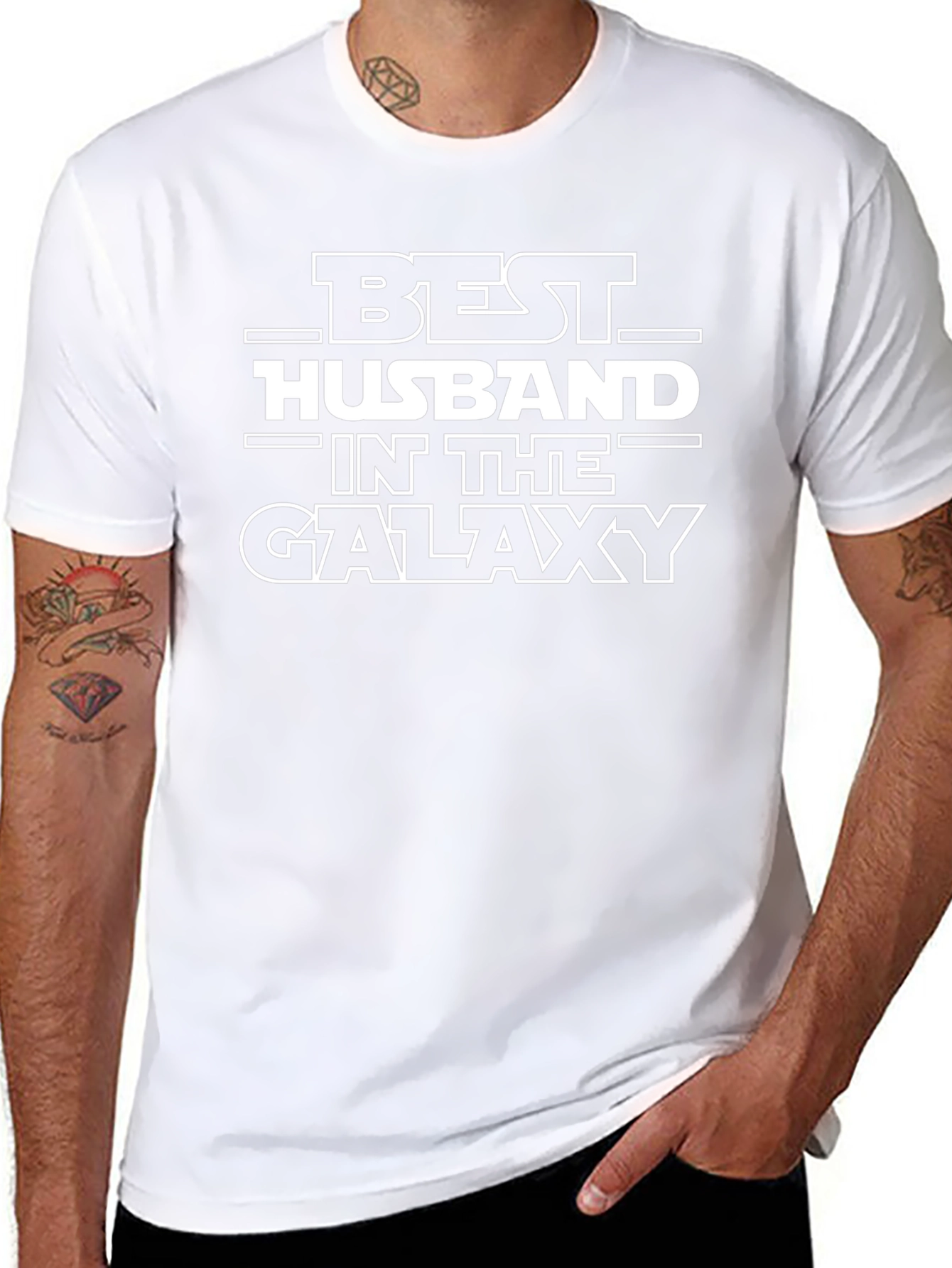 Black Best Husband in the Galaxy T-Shirt - Black view 8