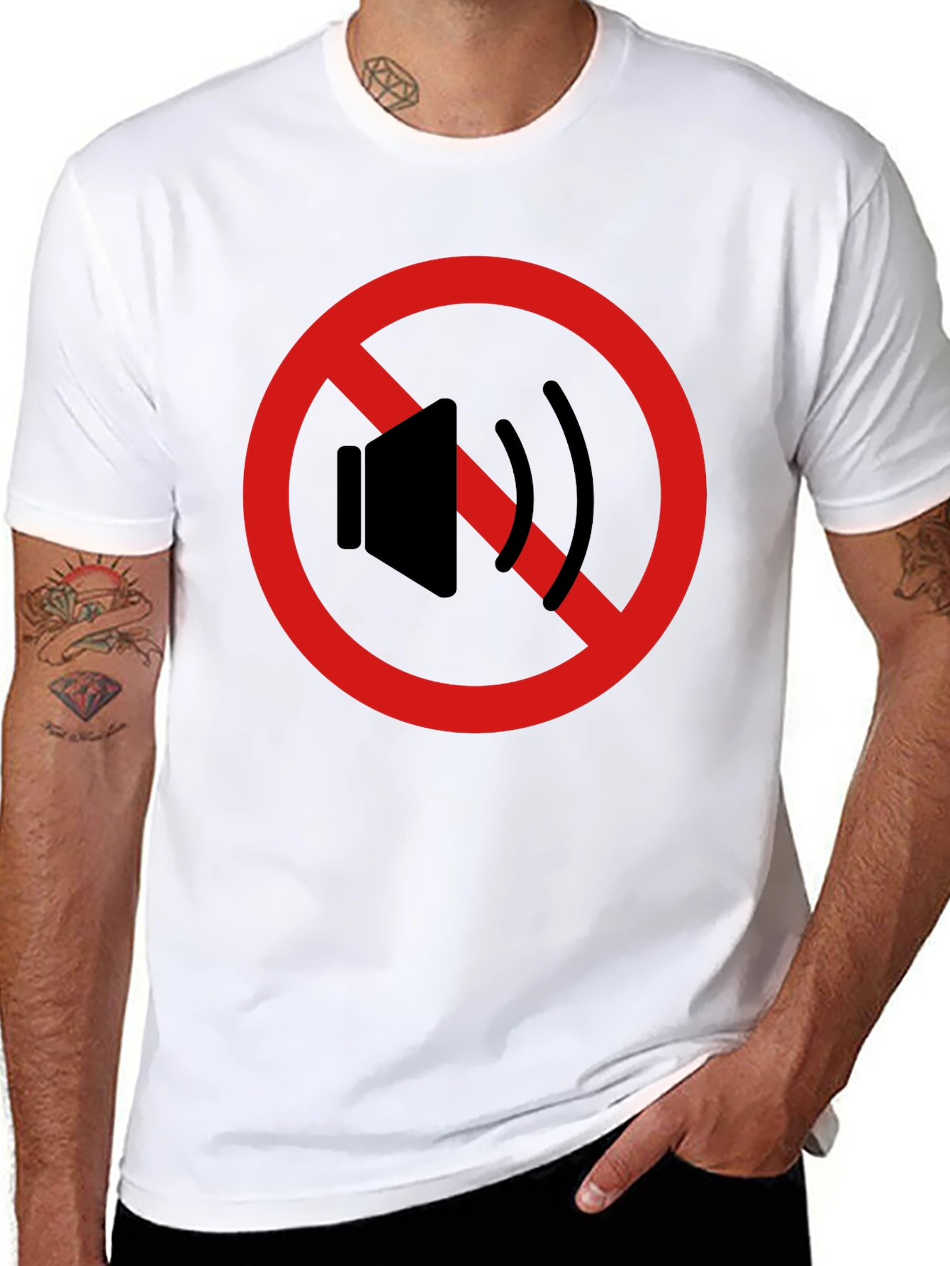 Black Silence Please T-Shirt - Anti-Noise Graphic Tee view 8