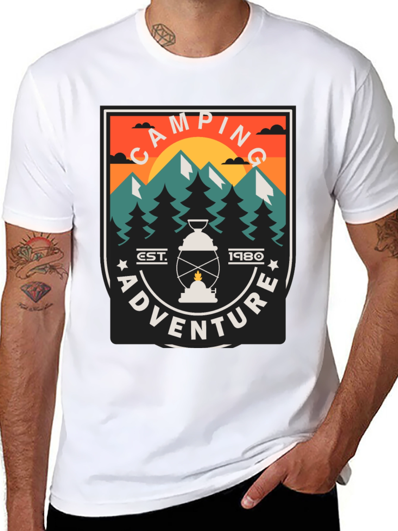 Black Camping Adventure Graphic T-Shirt view 8