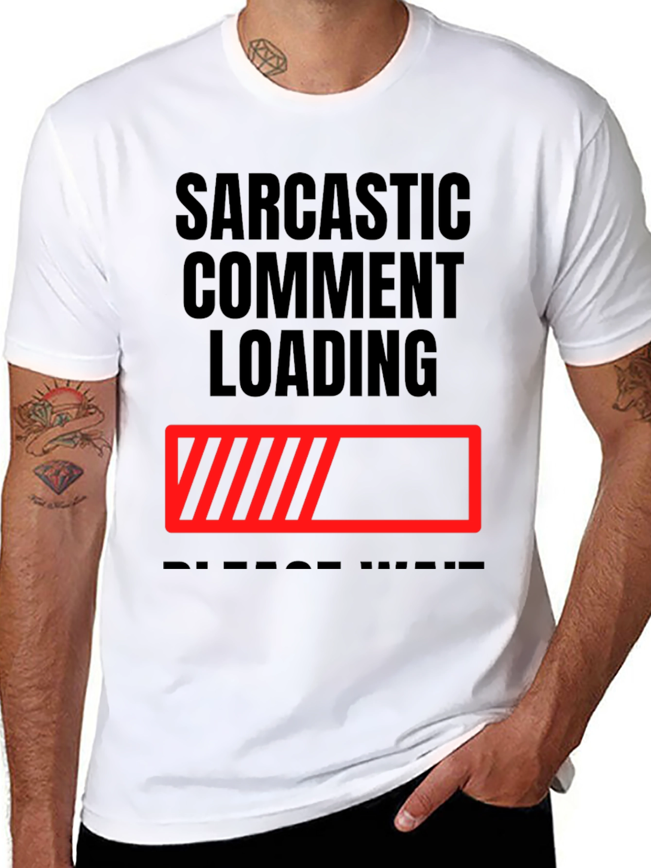 Black Sarcastic Comment Loading T-Shirt - Funny Novelty Tee view 8