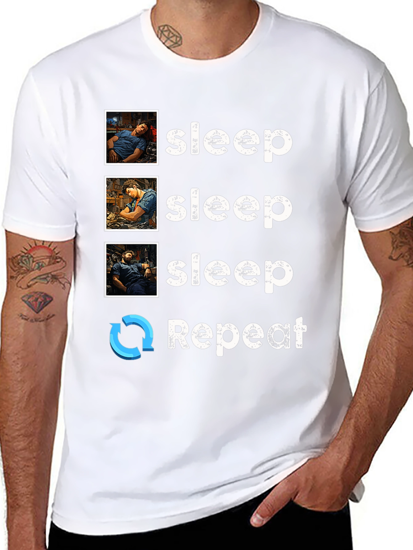 Black Sleep Technician T-Shirt - Sleep Repeat view 8