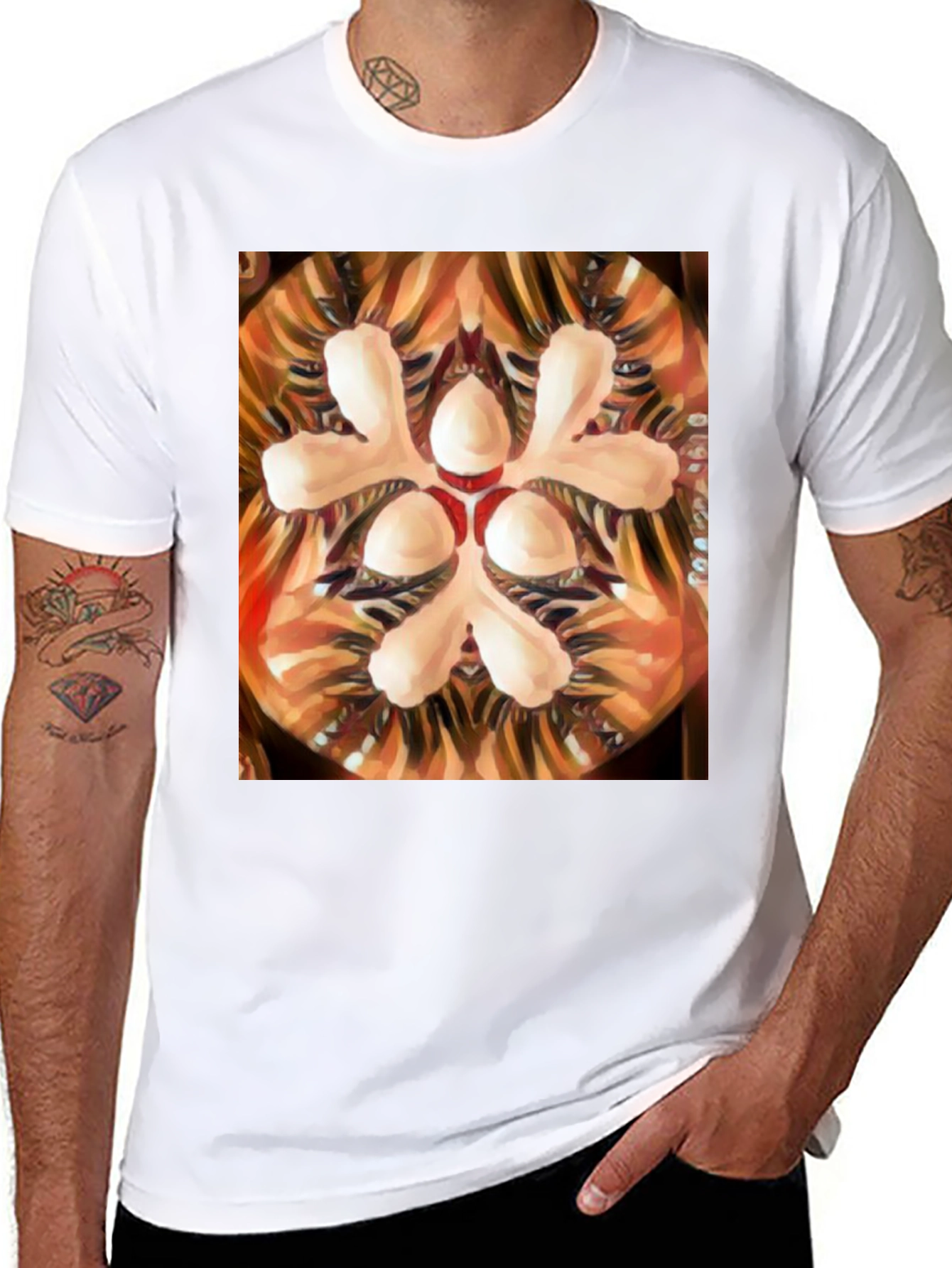 Black Abstract Floral Graphic Tee - Artistic Print view 8