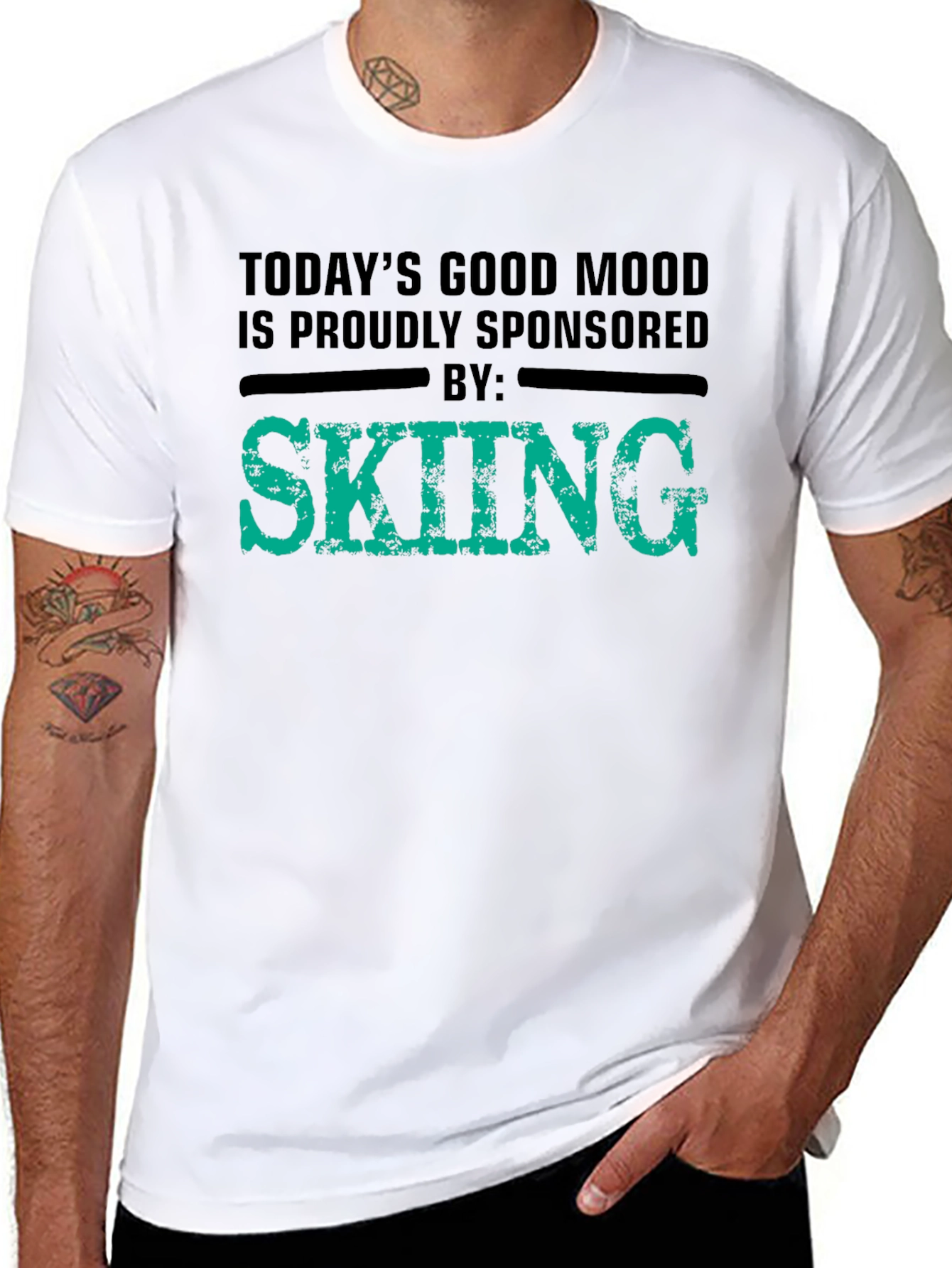 Black Skiing Sponsored T-Shirt - Good Mood Tee view 8
