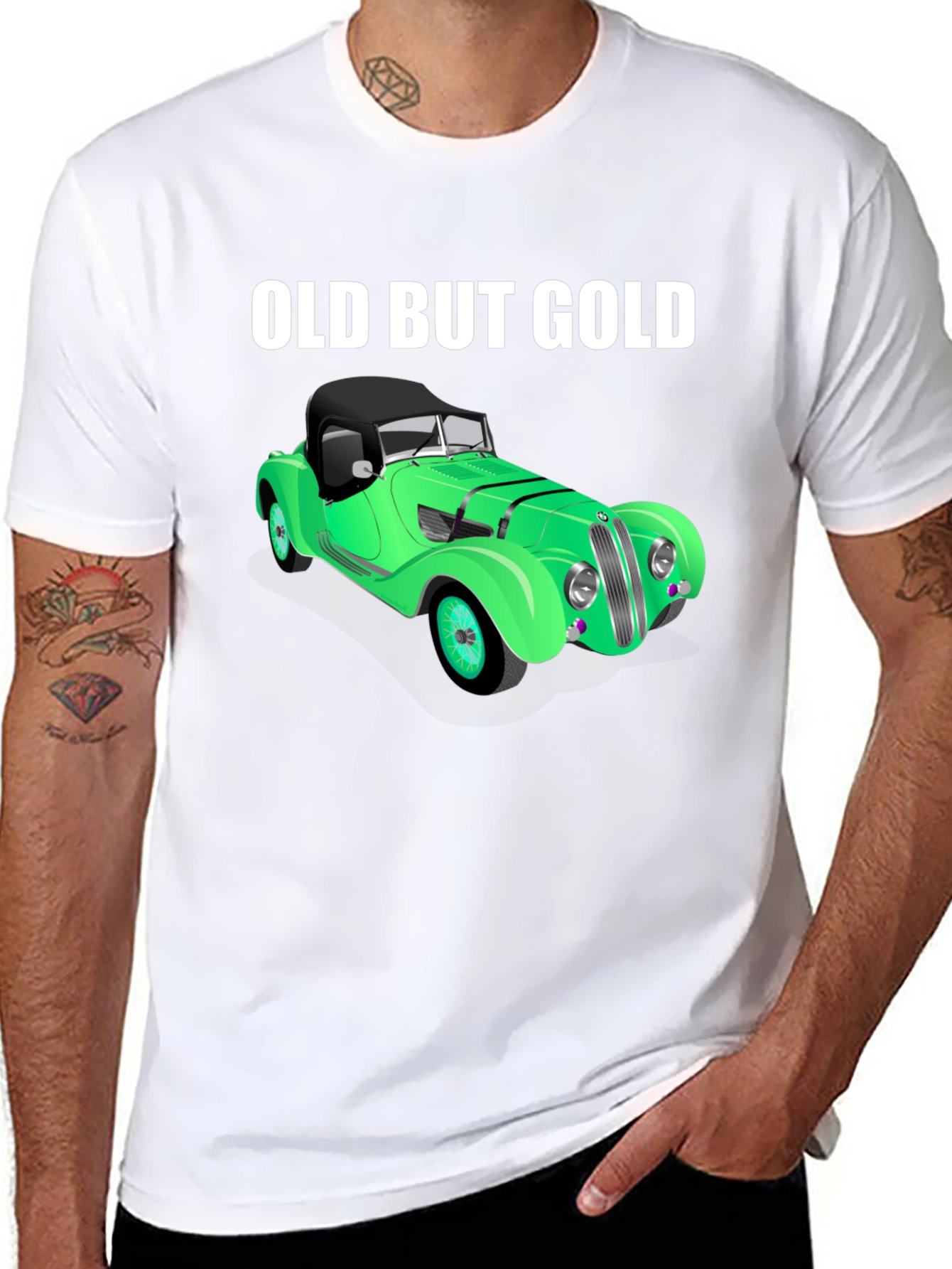 Black Old But Gold Vintage Car T-Shirt view 8