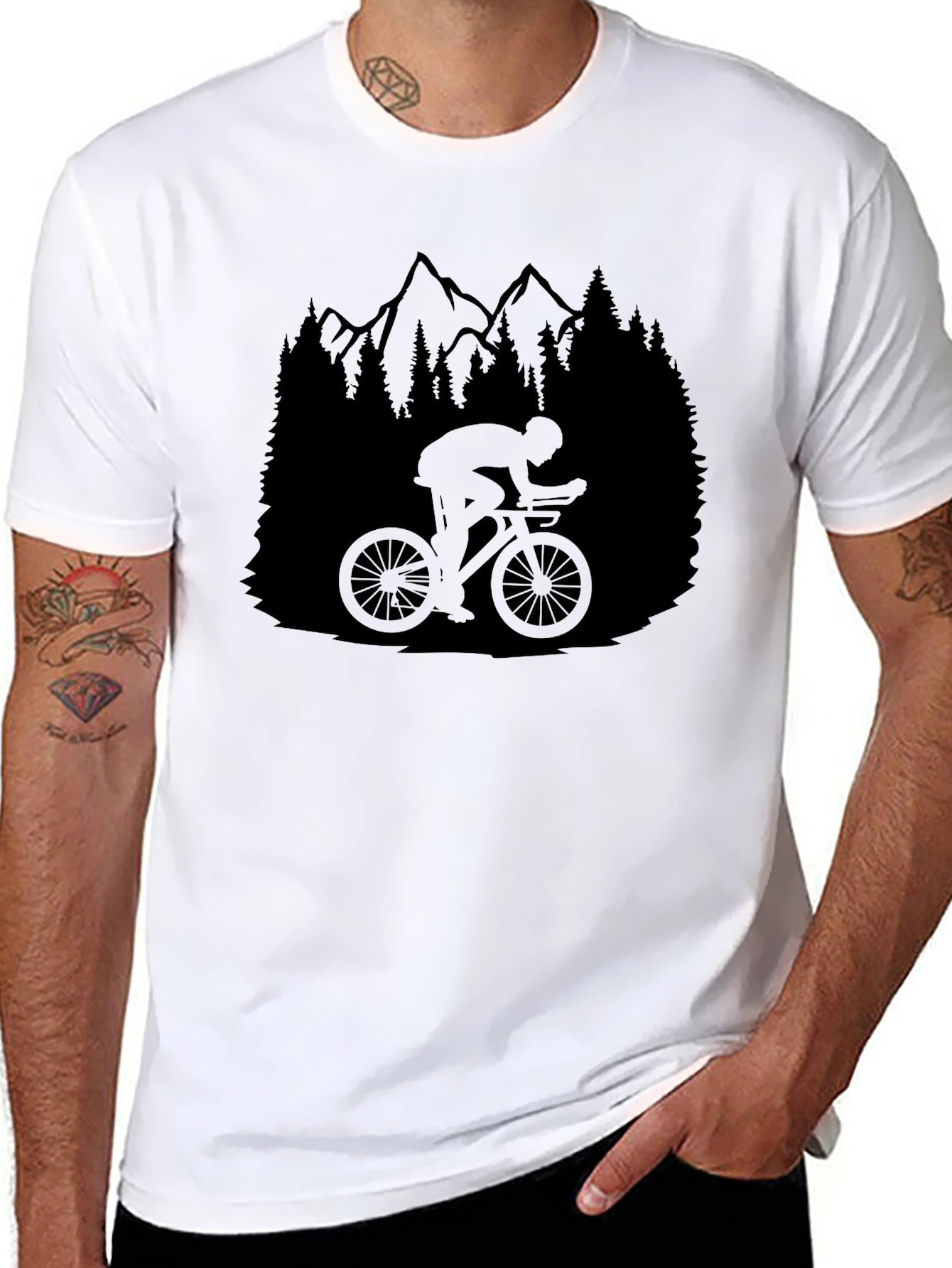 Black Mountain Biker Graphic Tee - Nature Adventure Shirt view 8