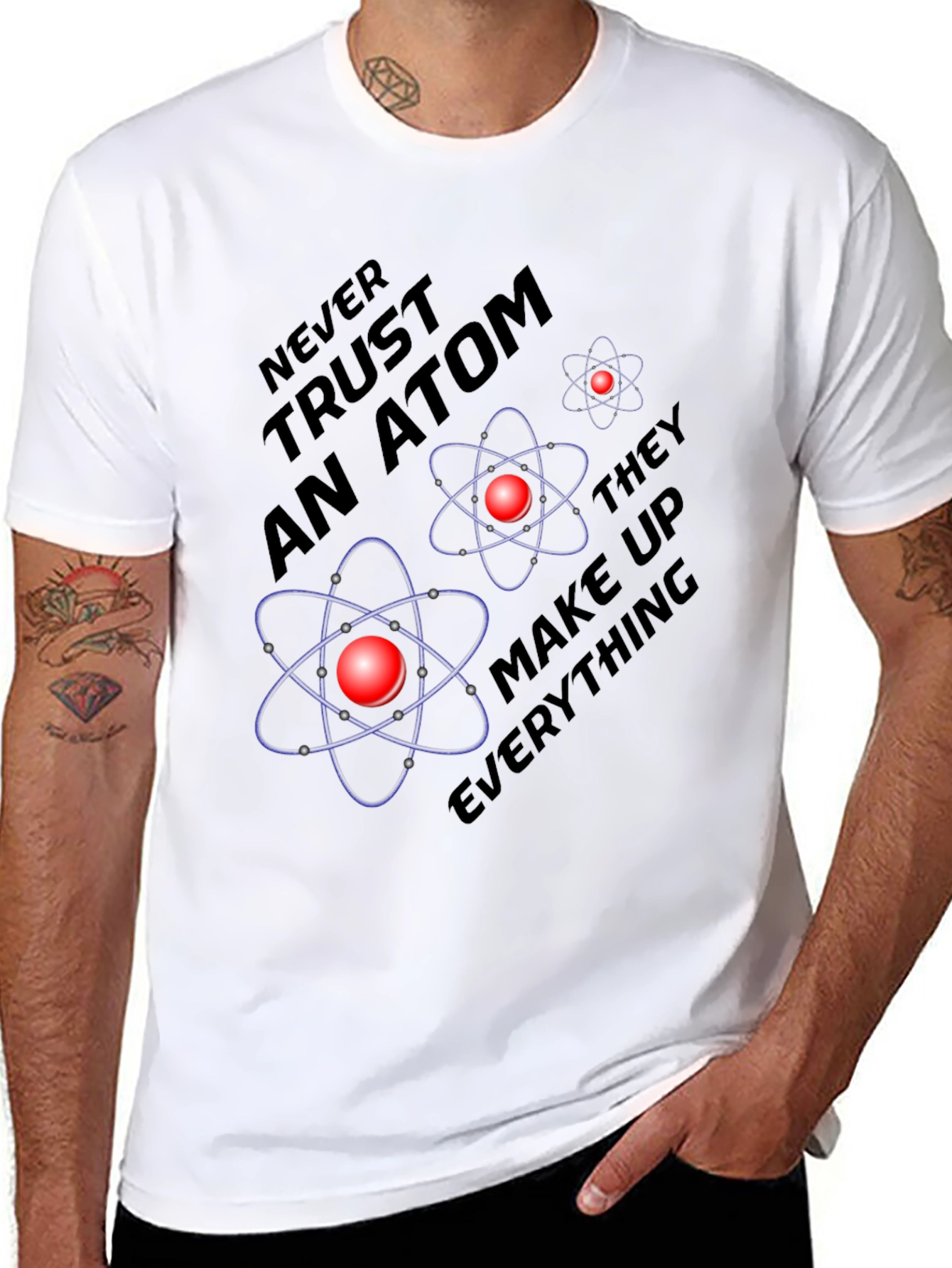 Black Atom Science Joke T-Shirt - Never Trust an Atom view 8
