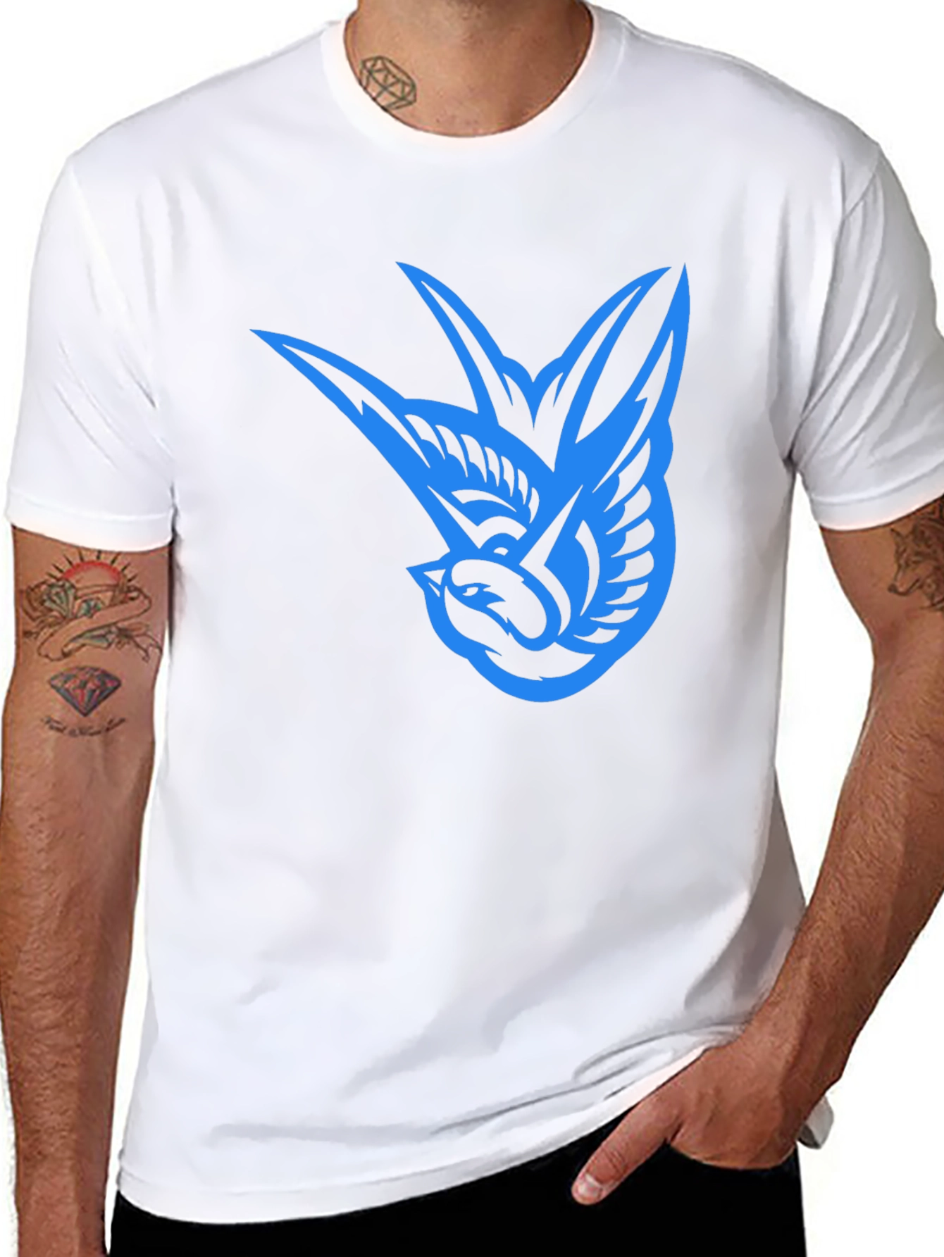 Black Blue Bird Graphic Black Tee view 8