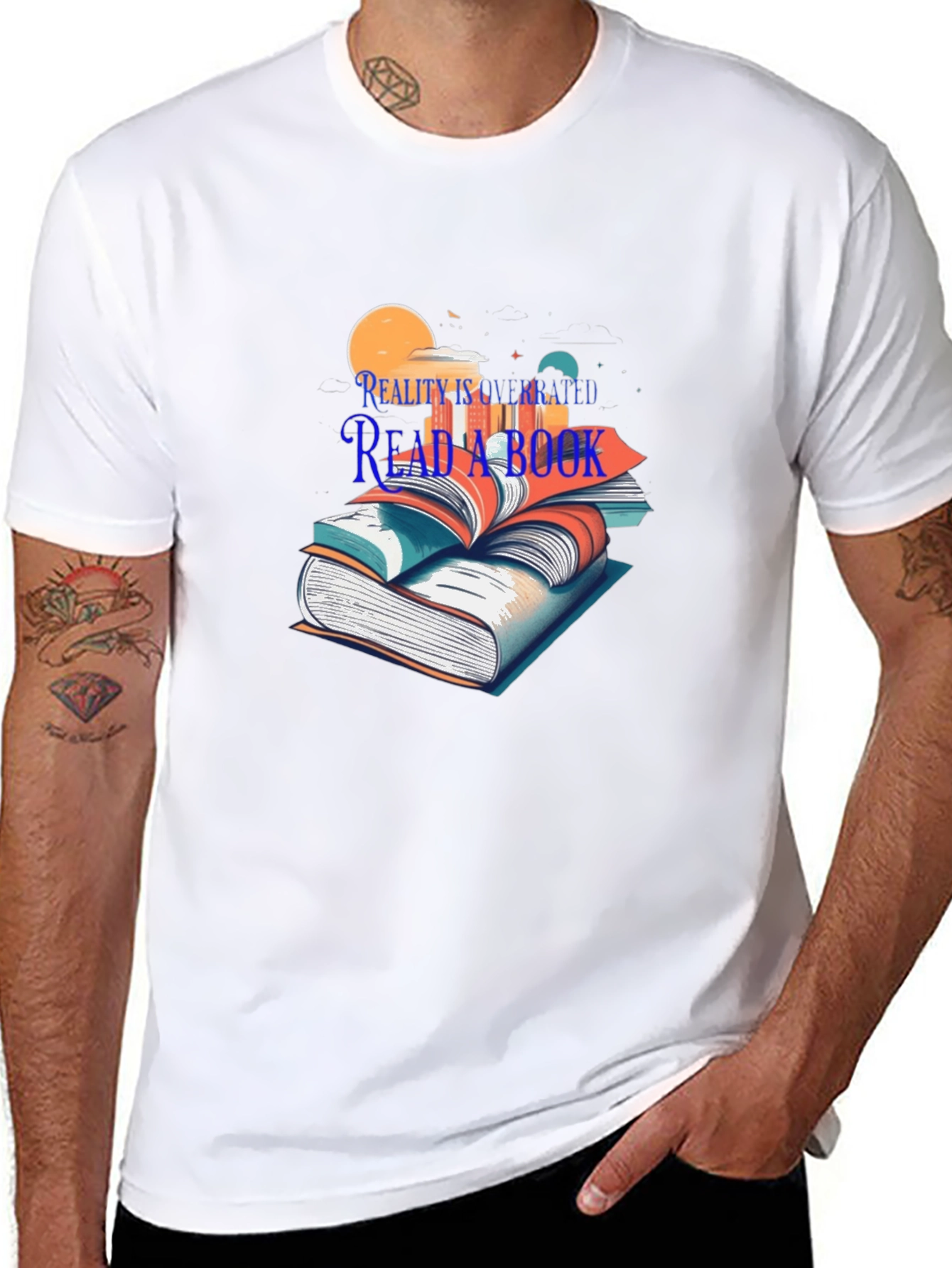 Black Reality is Overrated Read a Book T-Shirt view 8