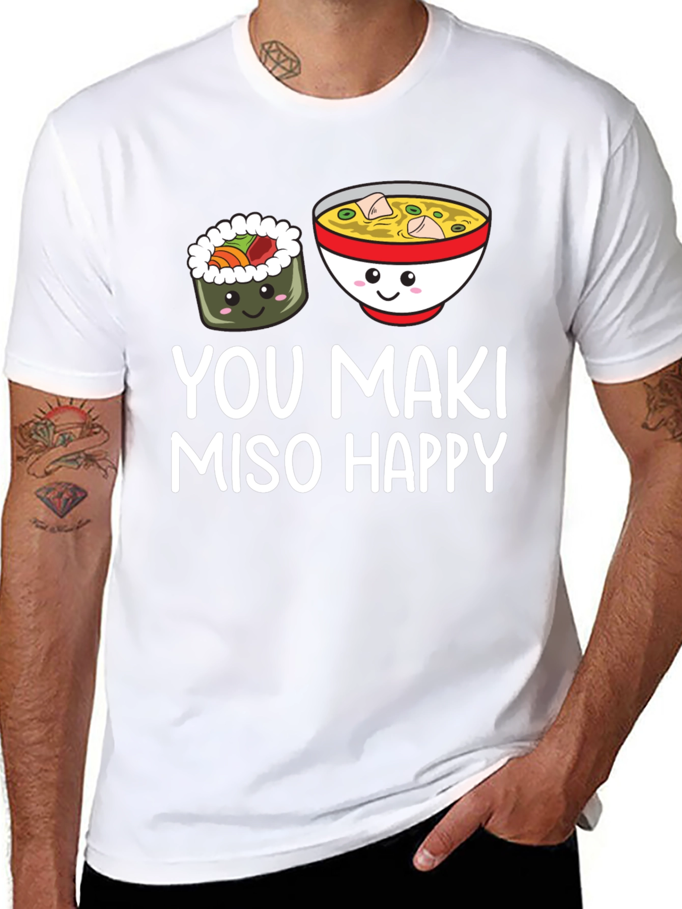 Black You Maki Miso Happy T-Shirt view 8