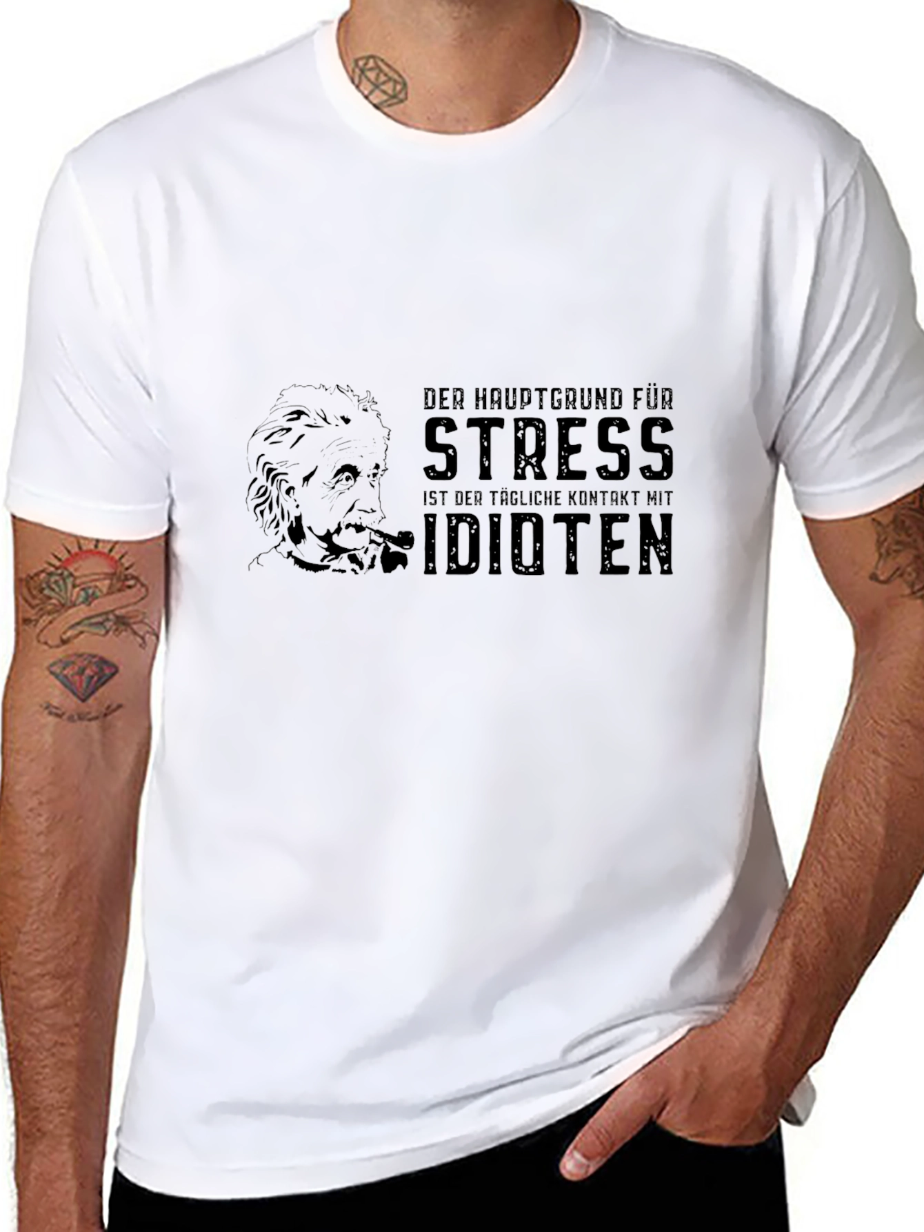 Black Stress Idiot Humor Graphic T-Shirt view 8