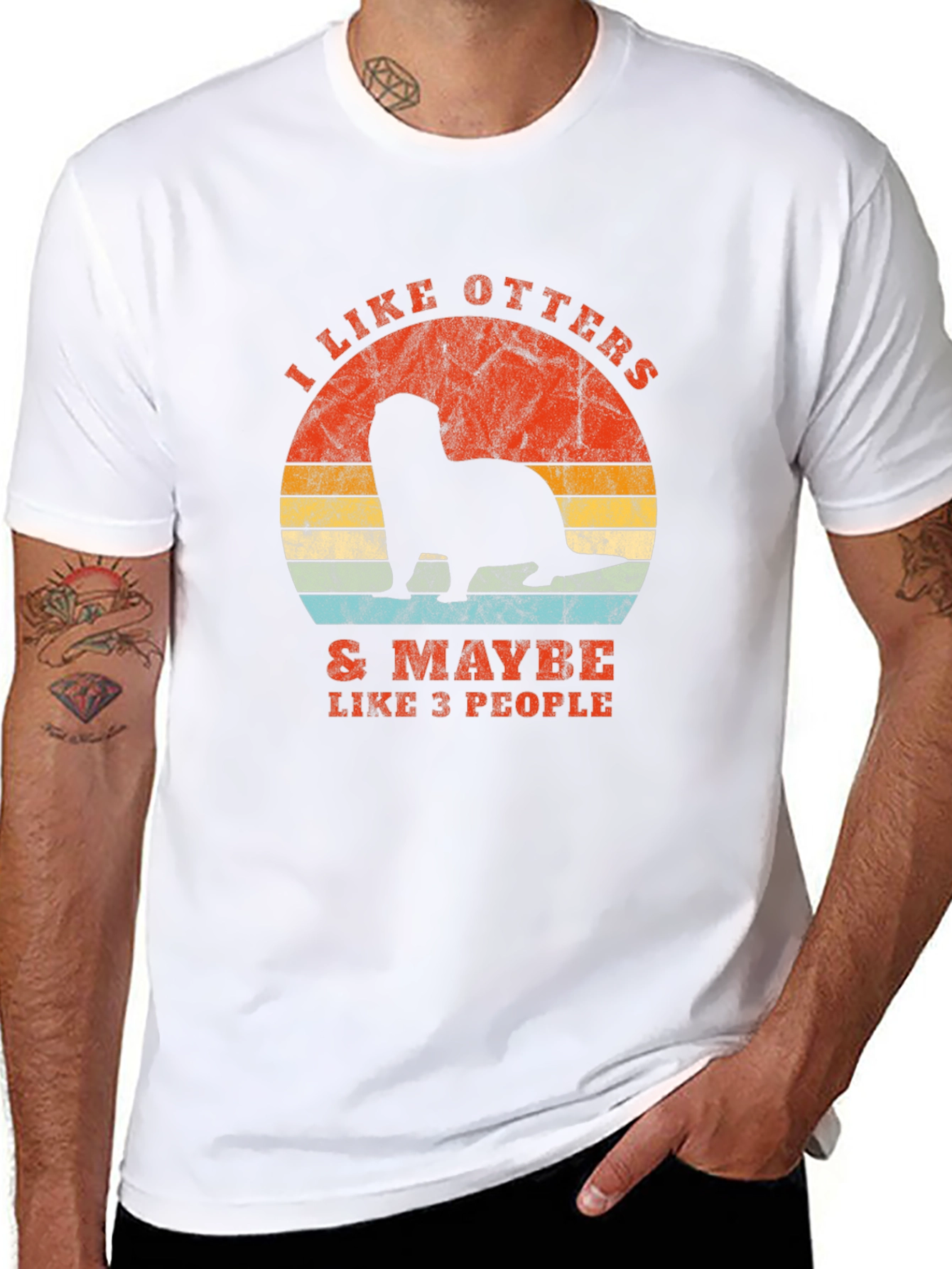 Black I Like Otters Graphic T-Shirt view 8