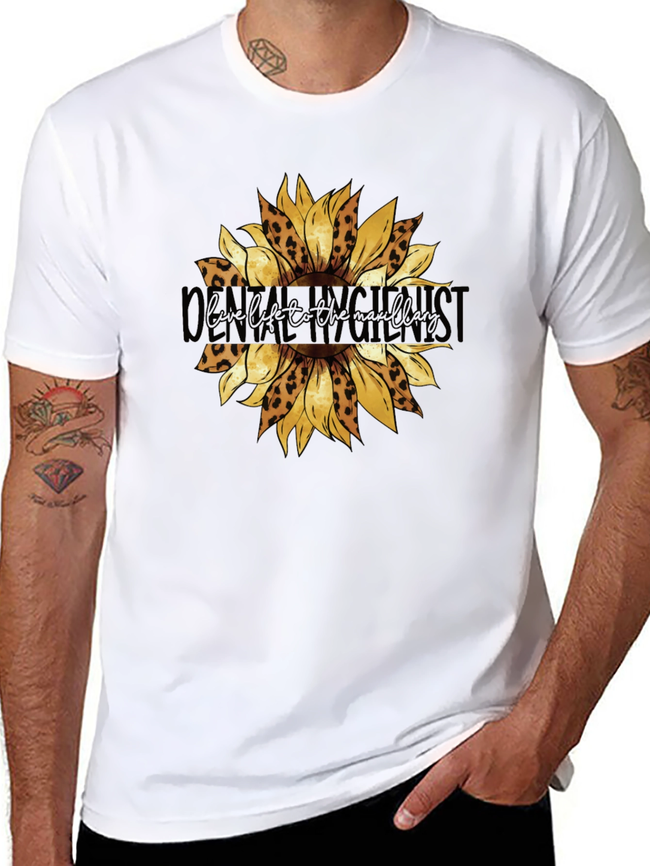 Black Dental Hygienist Sunflower T-Shirt view 8