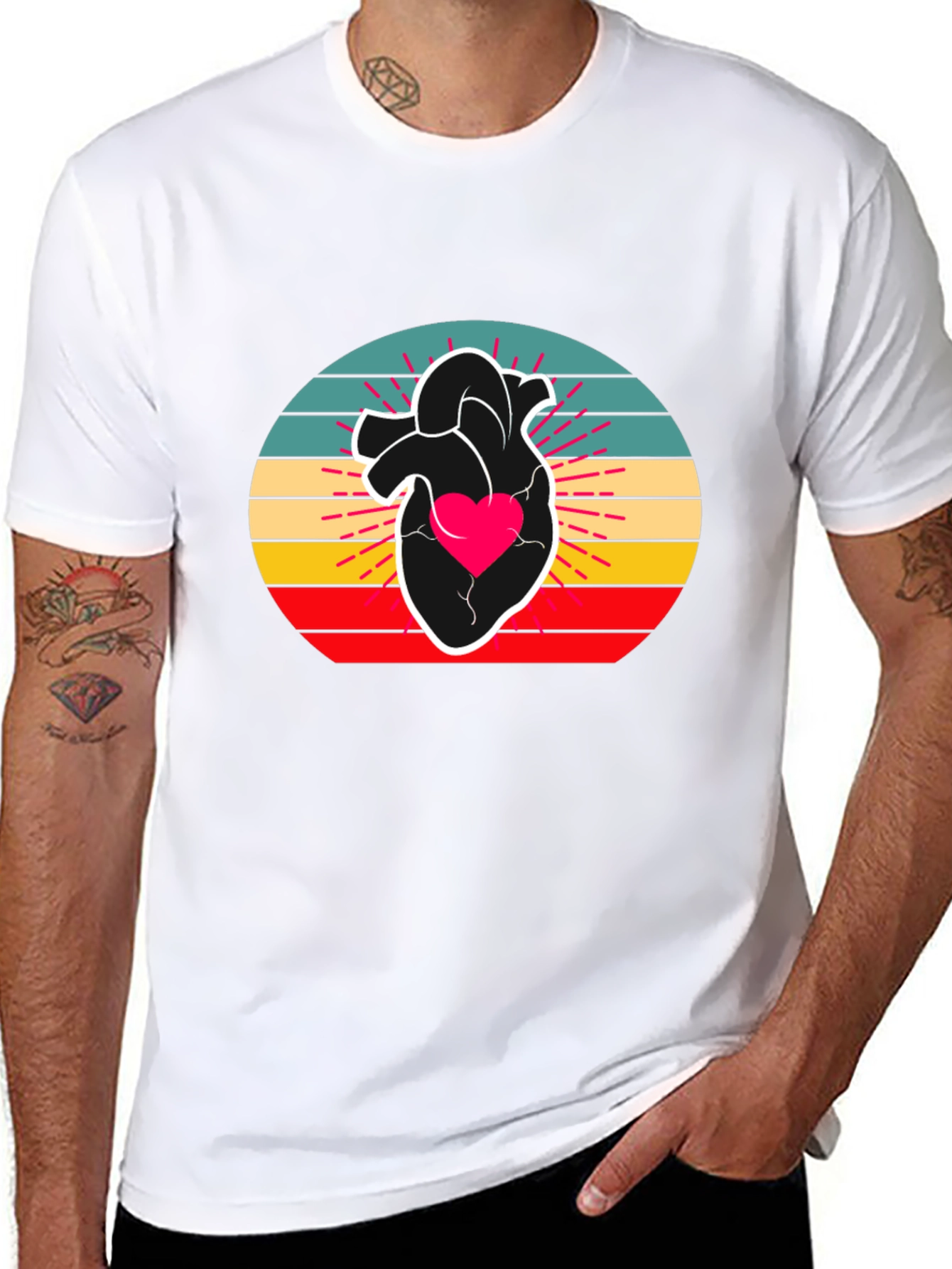 Black Retro Heart Graphic Tee - Stylish Comfort view 8