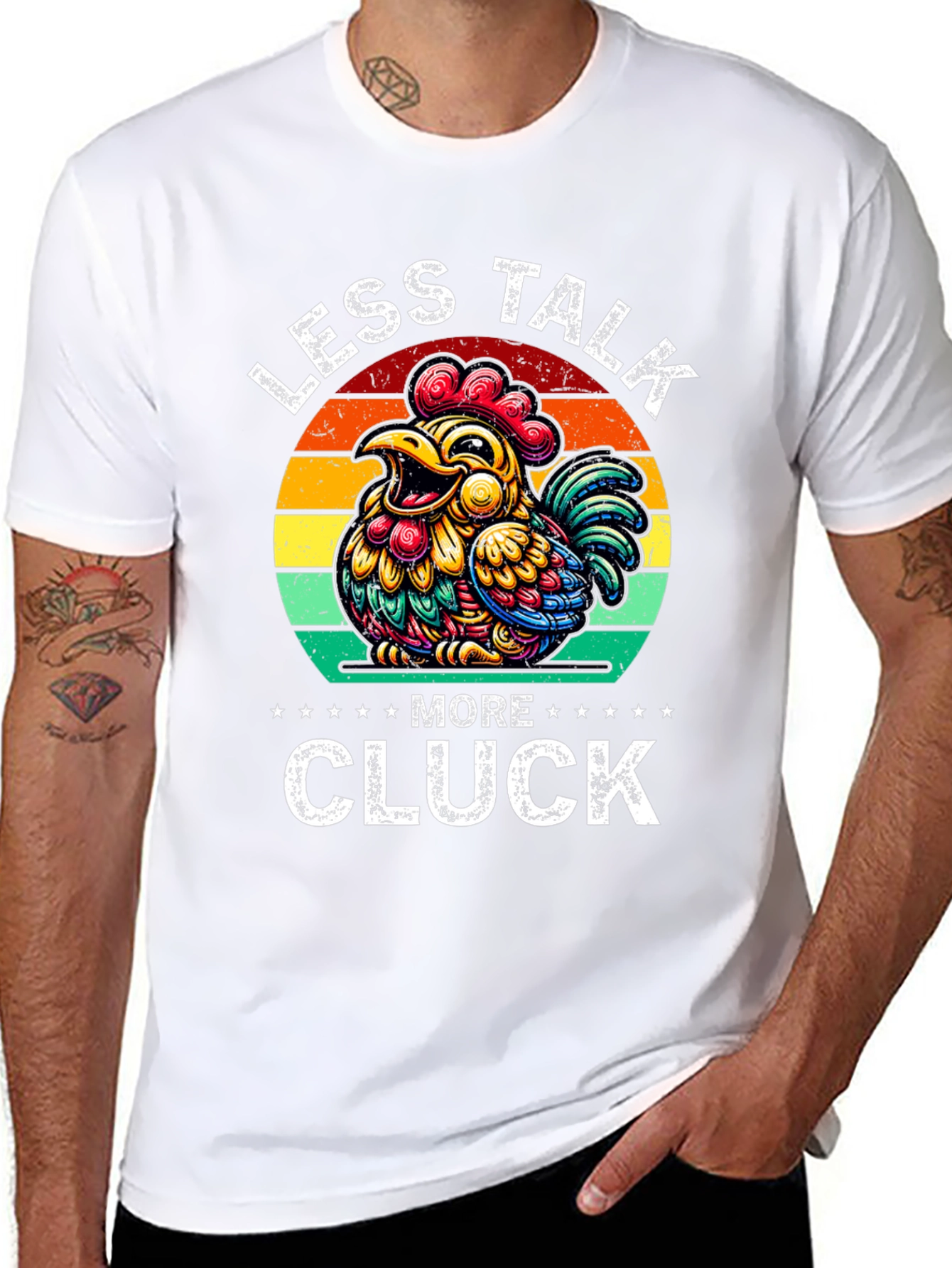 Black Less Talk More Cluck Chicken Graphic Tee view 8