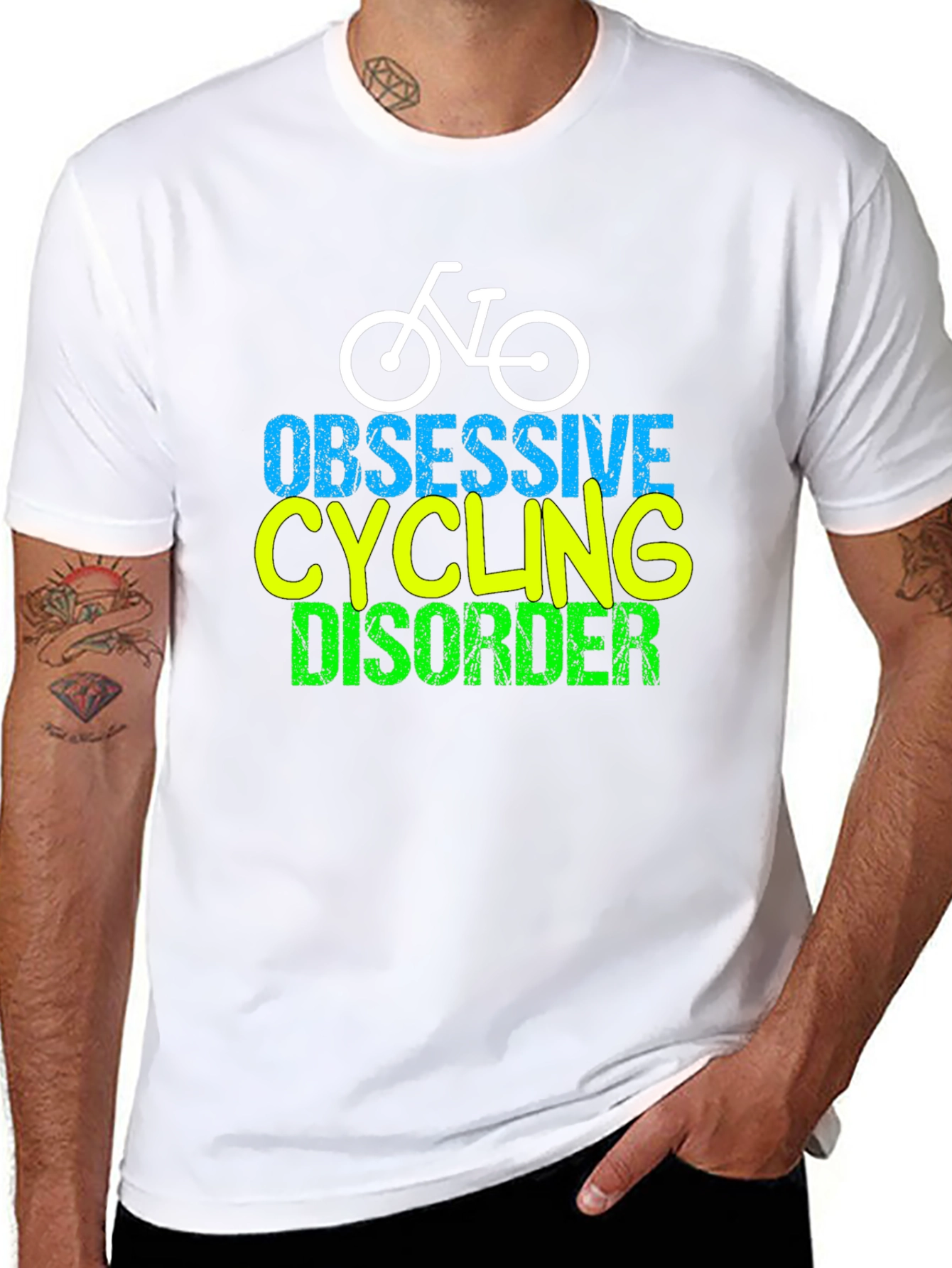 Black Obsessive Cycling Disorder Graphic T-Shirt view 8