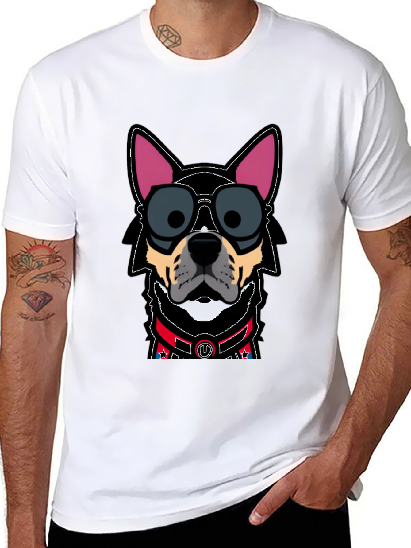 Black Dog in Sunglasses T-Shirt - Cool Canine Design view 8