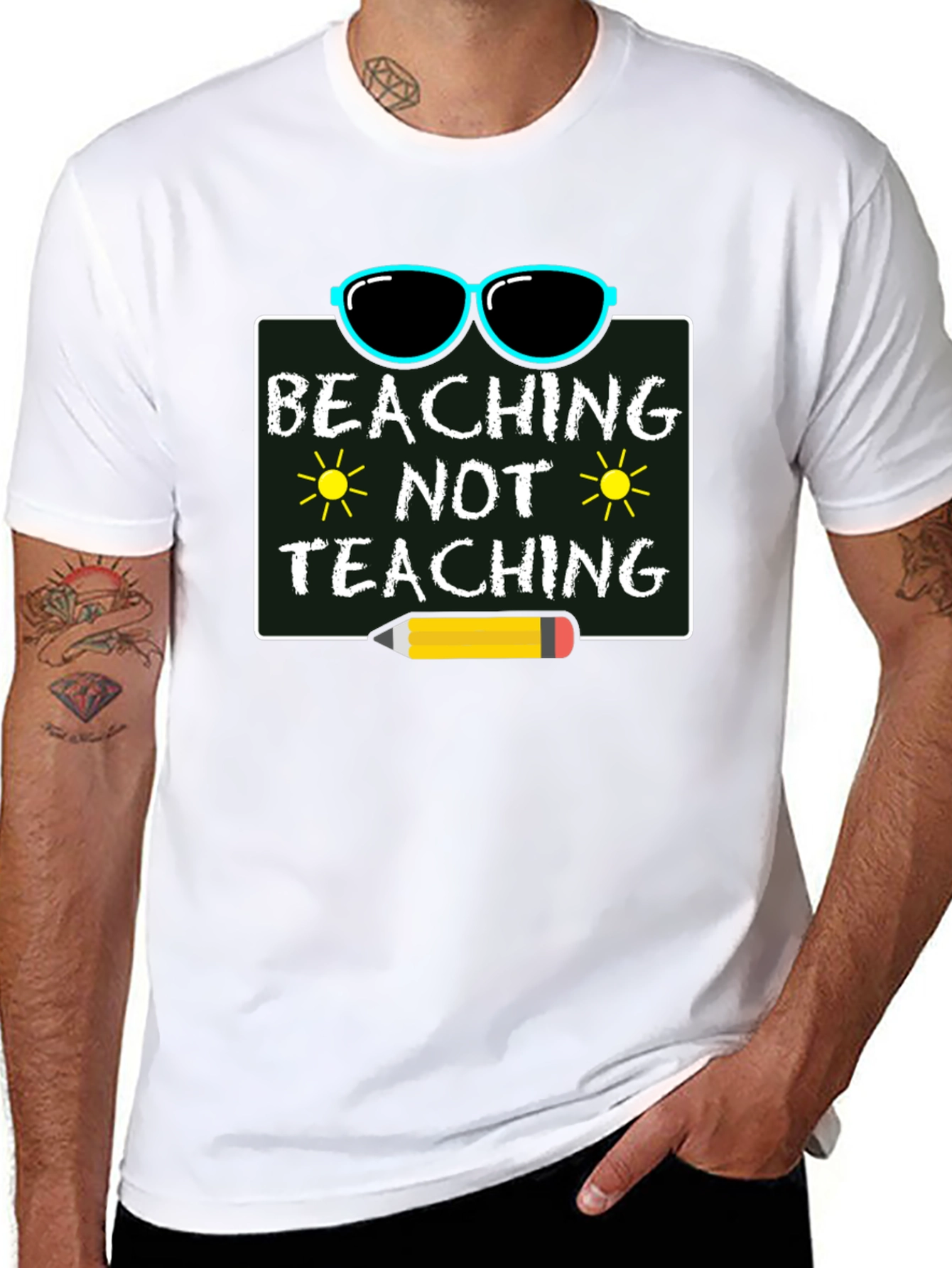 Black Beaching Not Teaching Graphic T-Shirt view 8