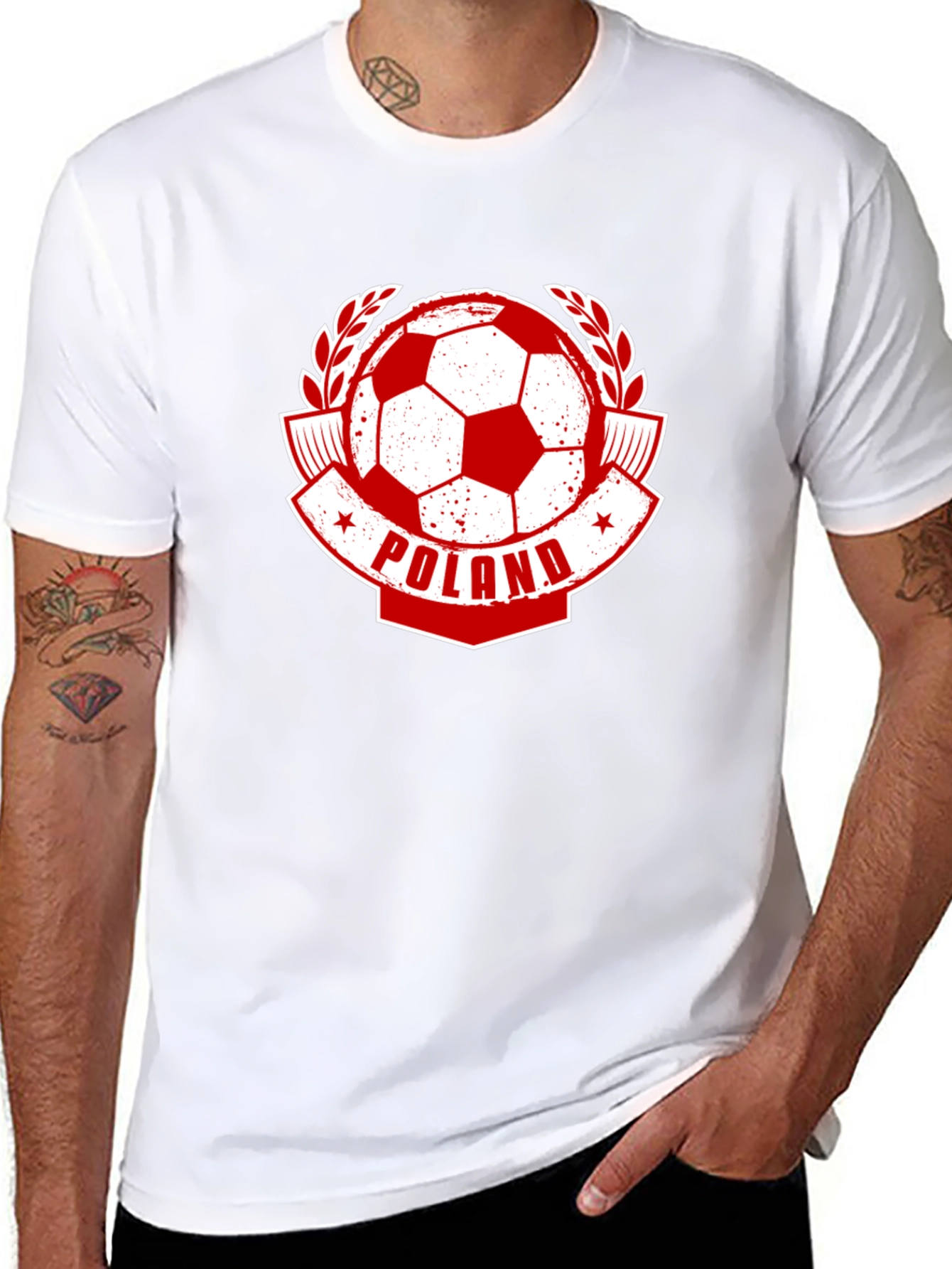Black Poland Soccer T-Shirt - Red & White Football Fan Tee view 8