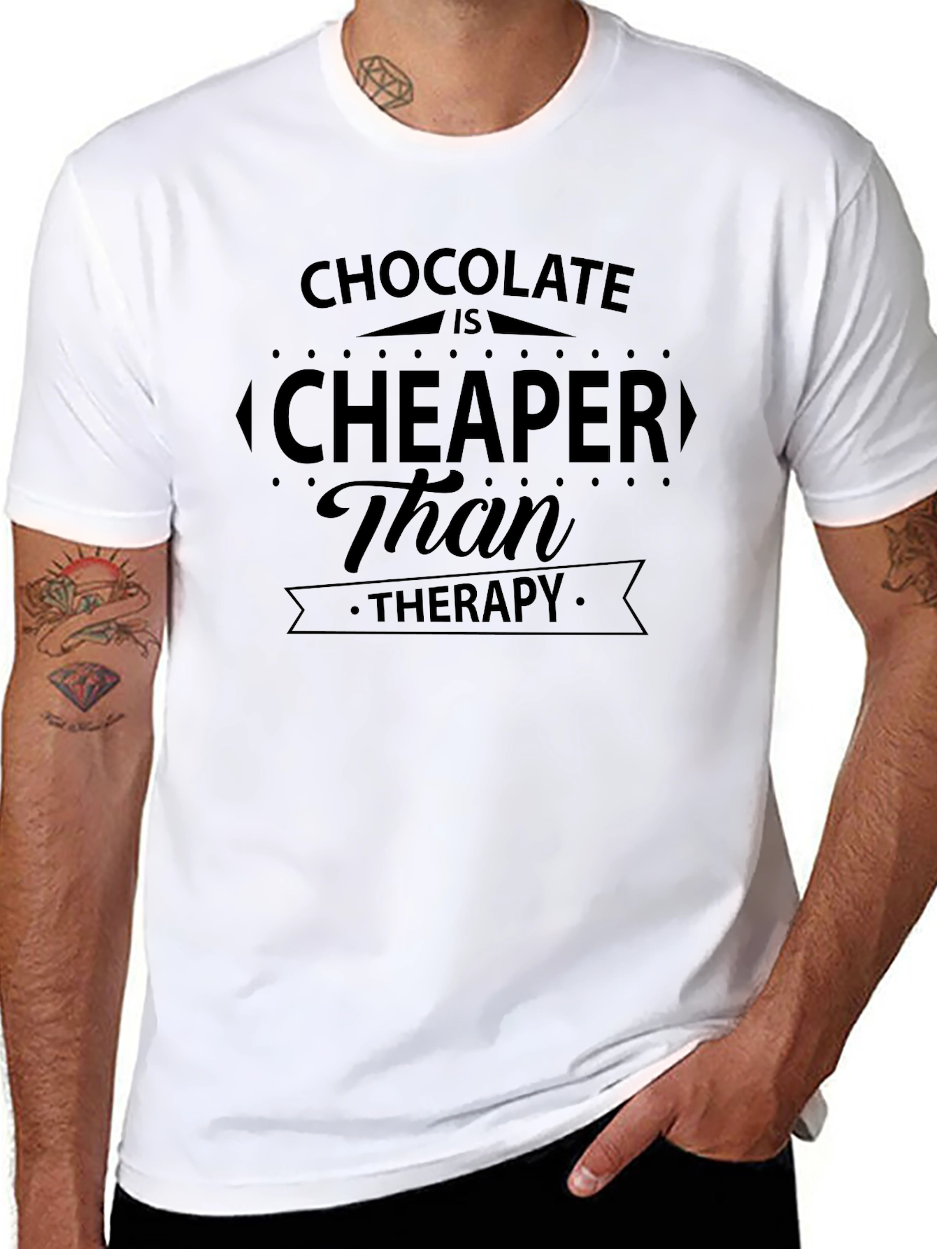 Black Chocolate is Cheaper Than Therapy Graphic Tee view 8