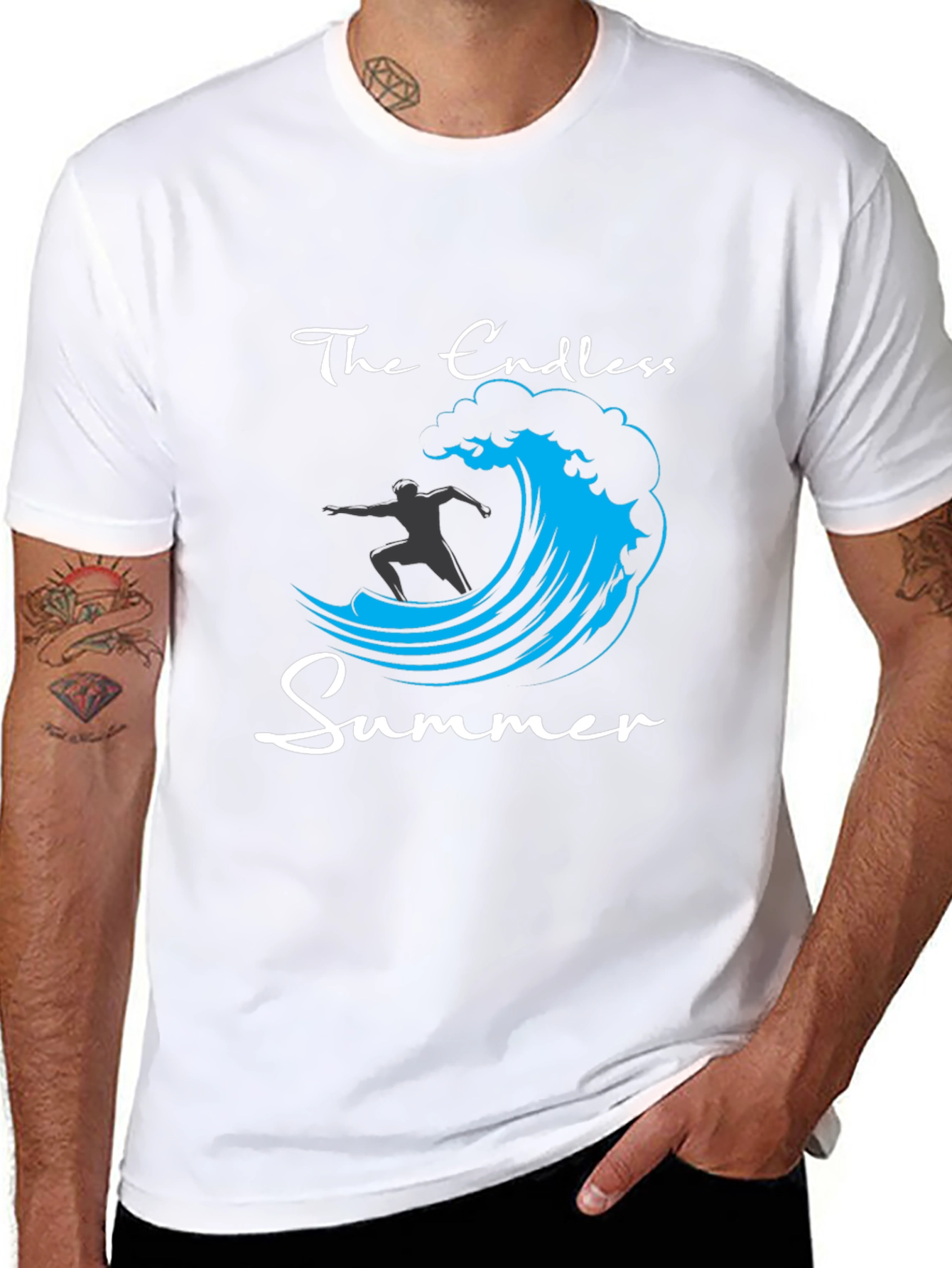 Black Endless Summer Graphic Tee - Surfer Wave T-Shirt view 8