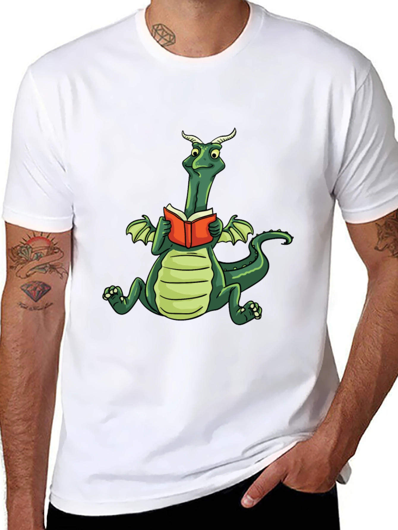 Black Dragon Reading Book Graphic Tee view 8
