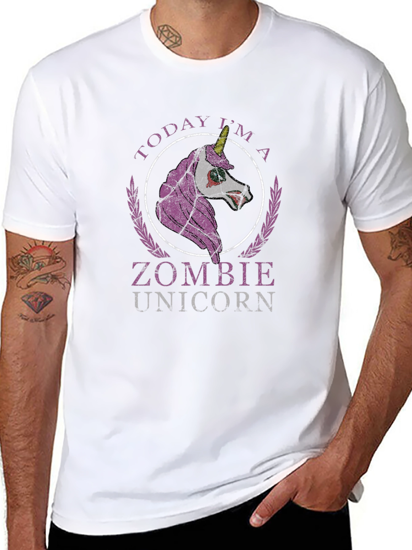 Black Zombie Unicorn Graphic T-Shirt - Halloween Ready! view 8