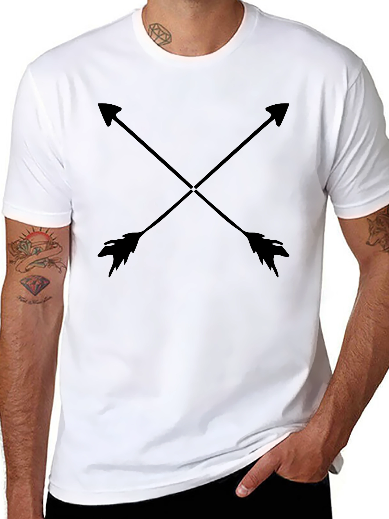 Black Men's Black Arrow Graphic Tee - Casual Style view 8