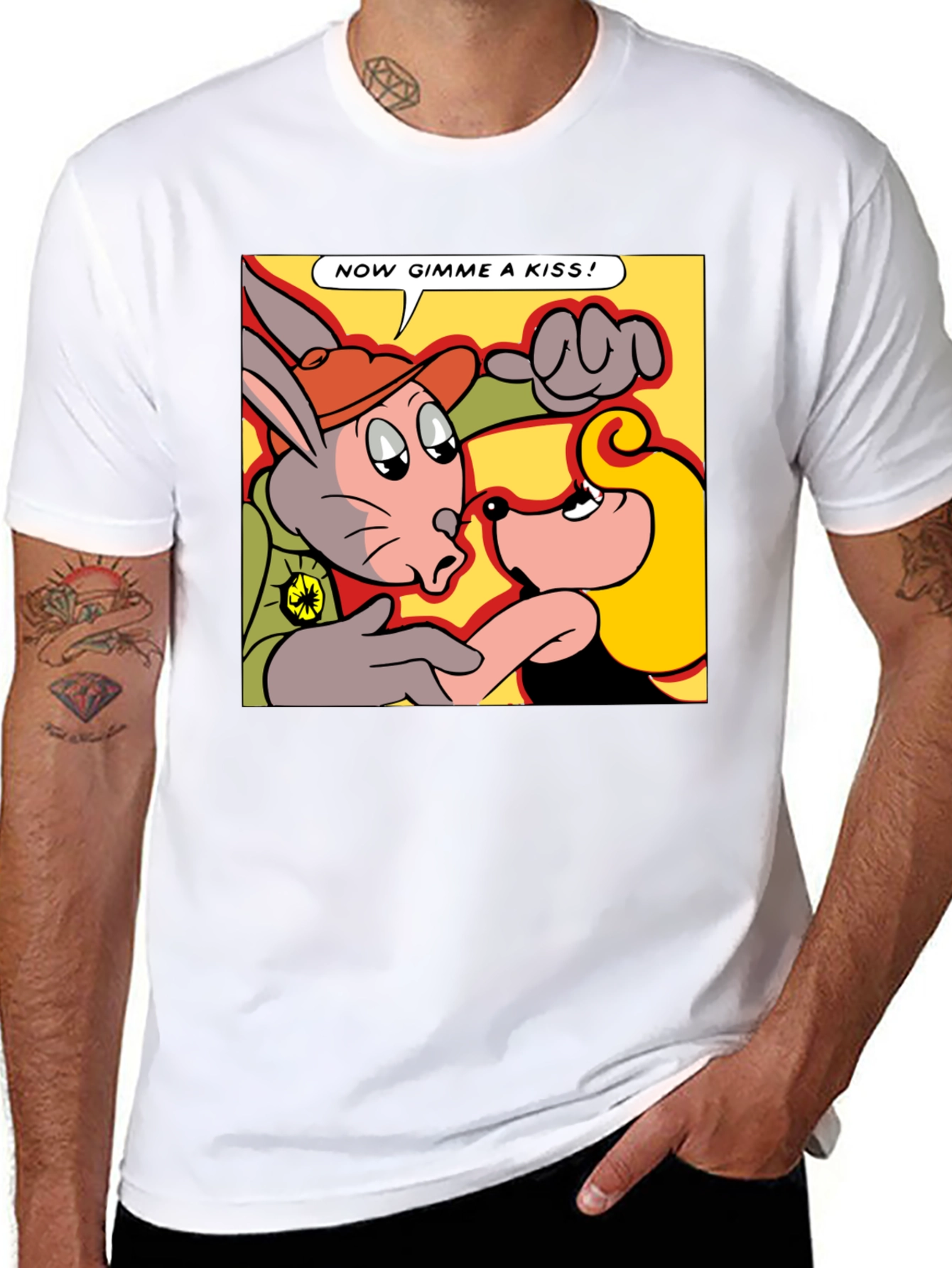Black Cartoon Kiss T-Shirt - Now Gimme a Kiss! view 8
