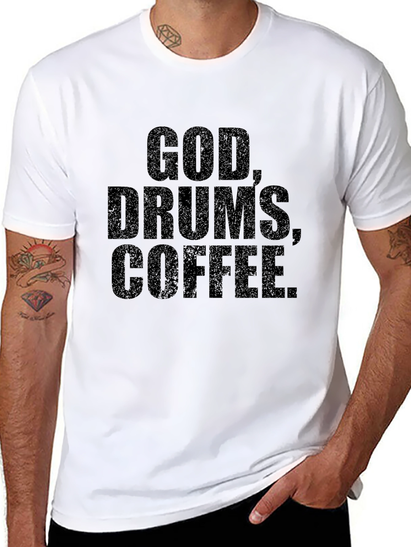Black God Drums Coffee Black Graphic Tee view 8