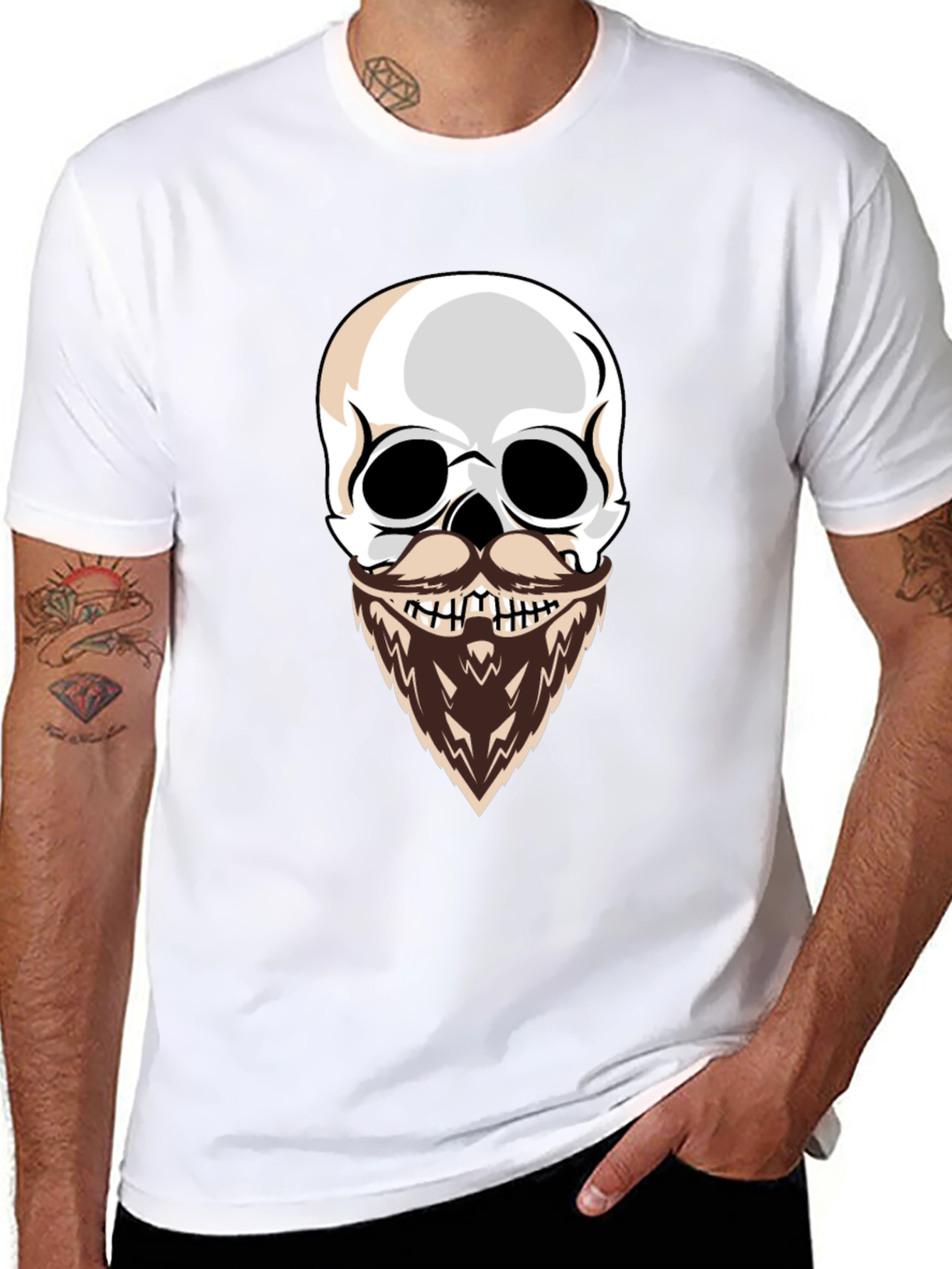 Black Skull with Beard Graphic T-Shirt - Cool & Edgy Style view 8