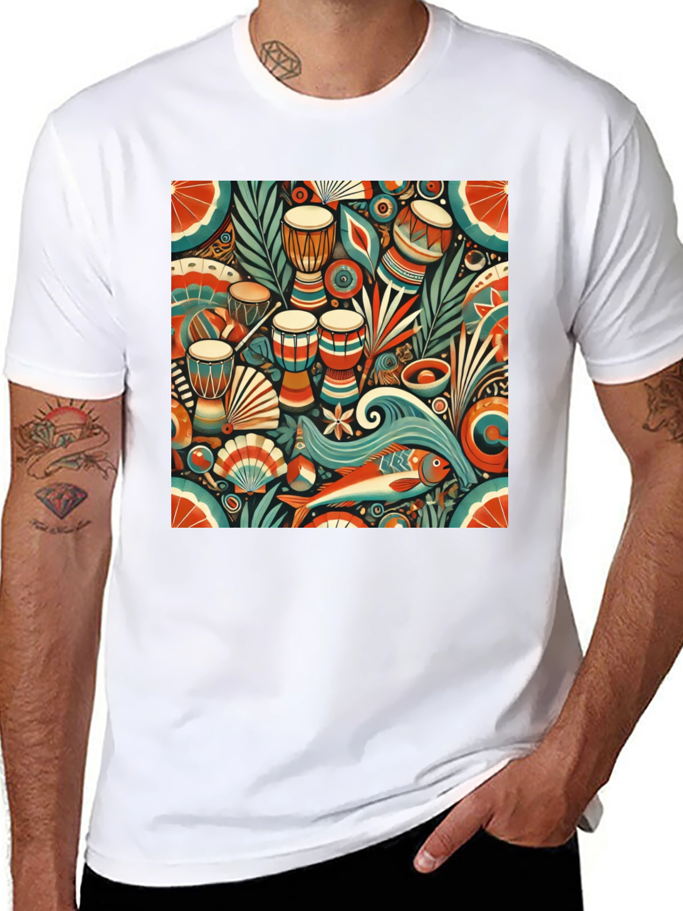 Black African Rhythm Graphic Tee - Unique Design view 8
