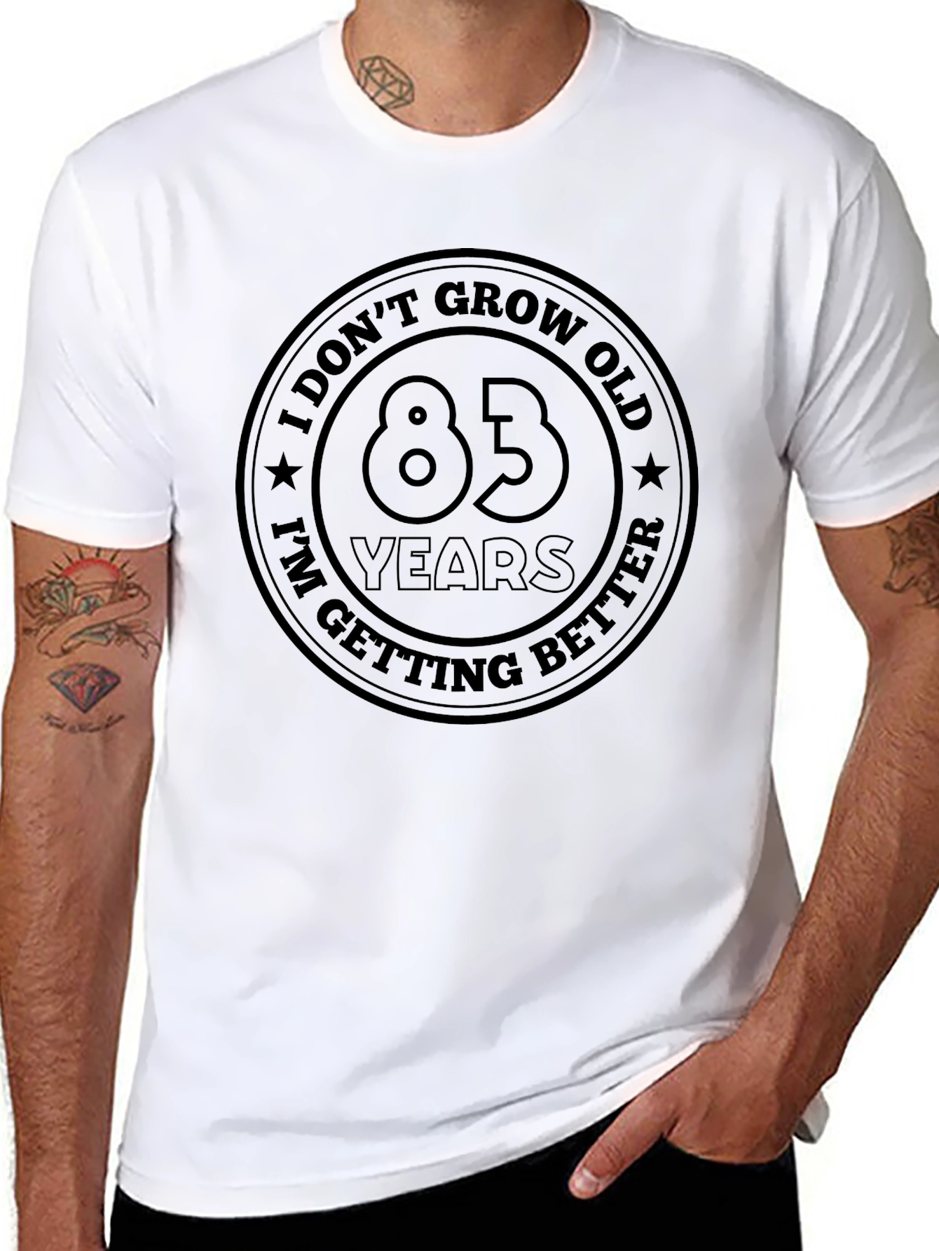 Black 83 Years I Don't Grow Old T-Shirt view 8