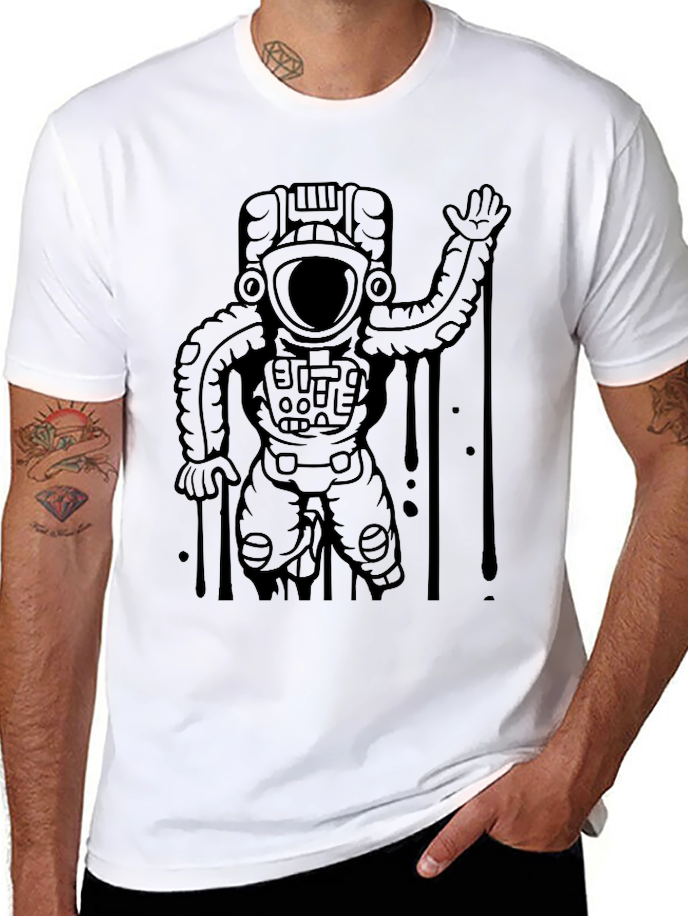 Black Astronaut Graphic T-Shirt - Black view 8