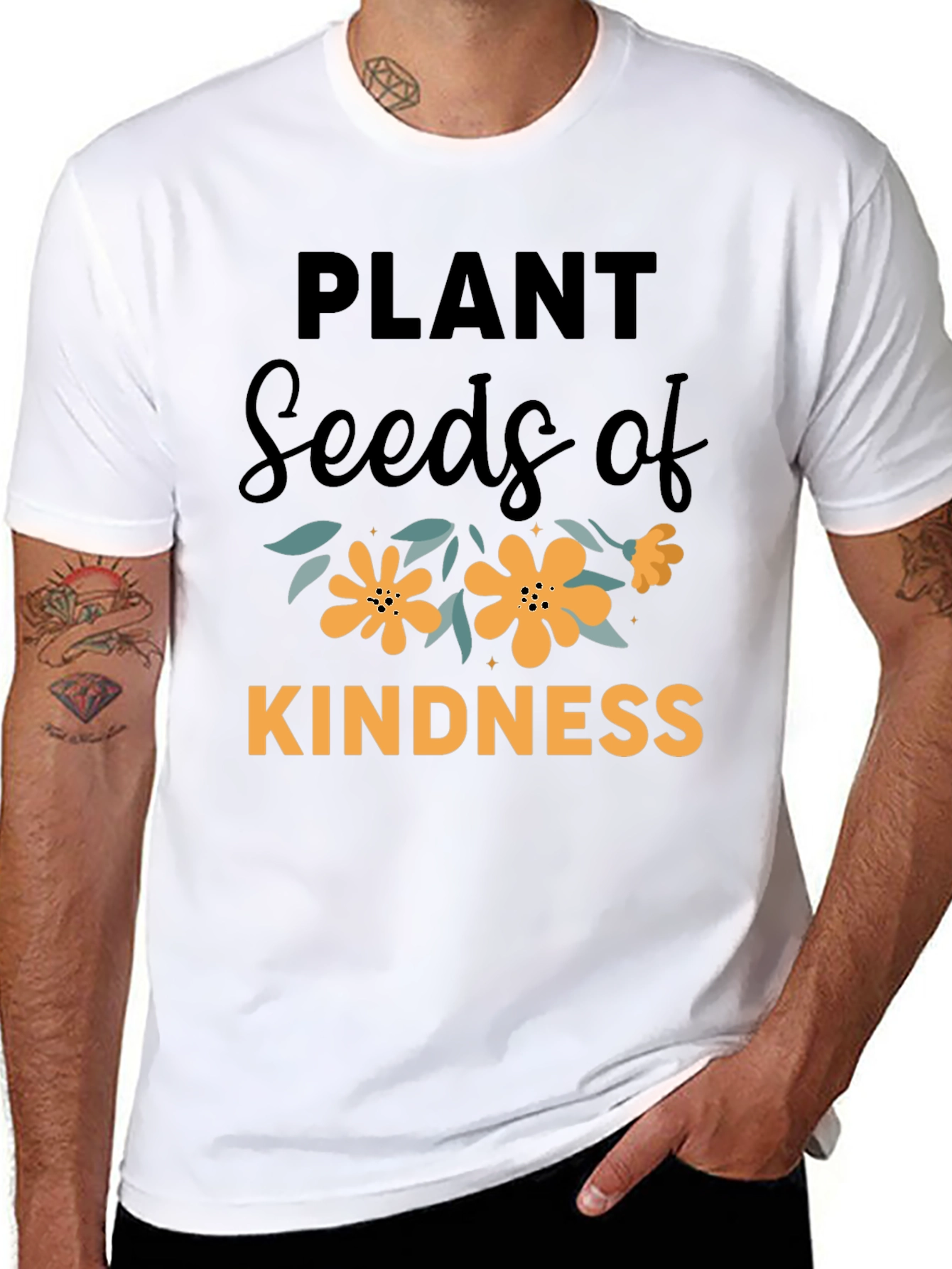 Black Plant Seeds of Kindness Graphic T-Shirt view 8