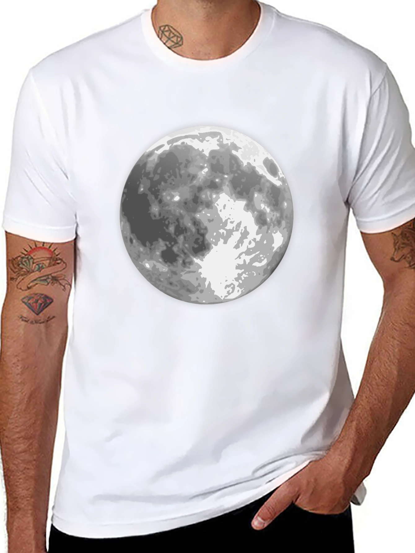 Black Moon Graphic Black T-Shirt for Men view 8