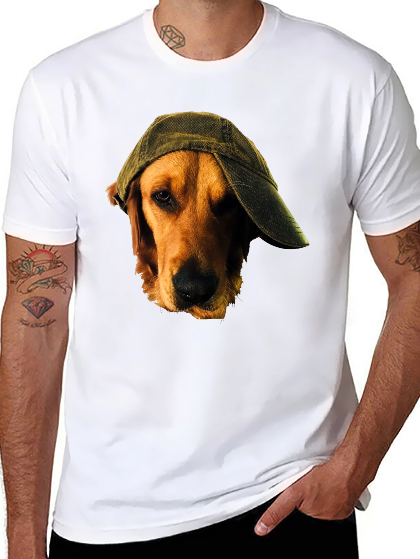 Black Dog in Hat Black T-Shirt view 8