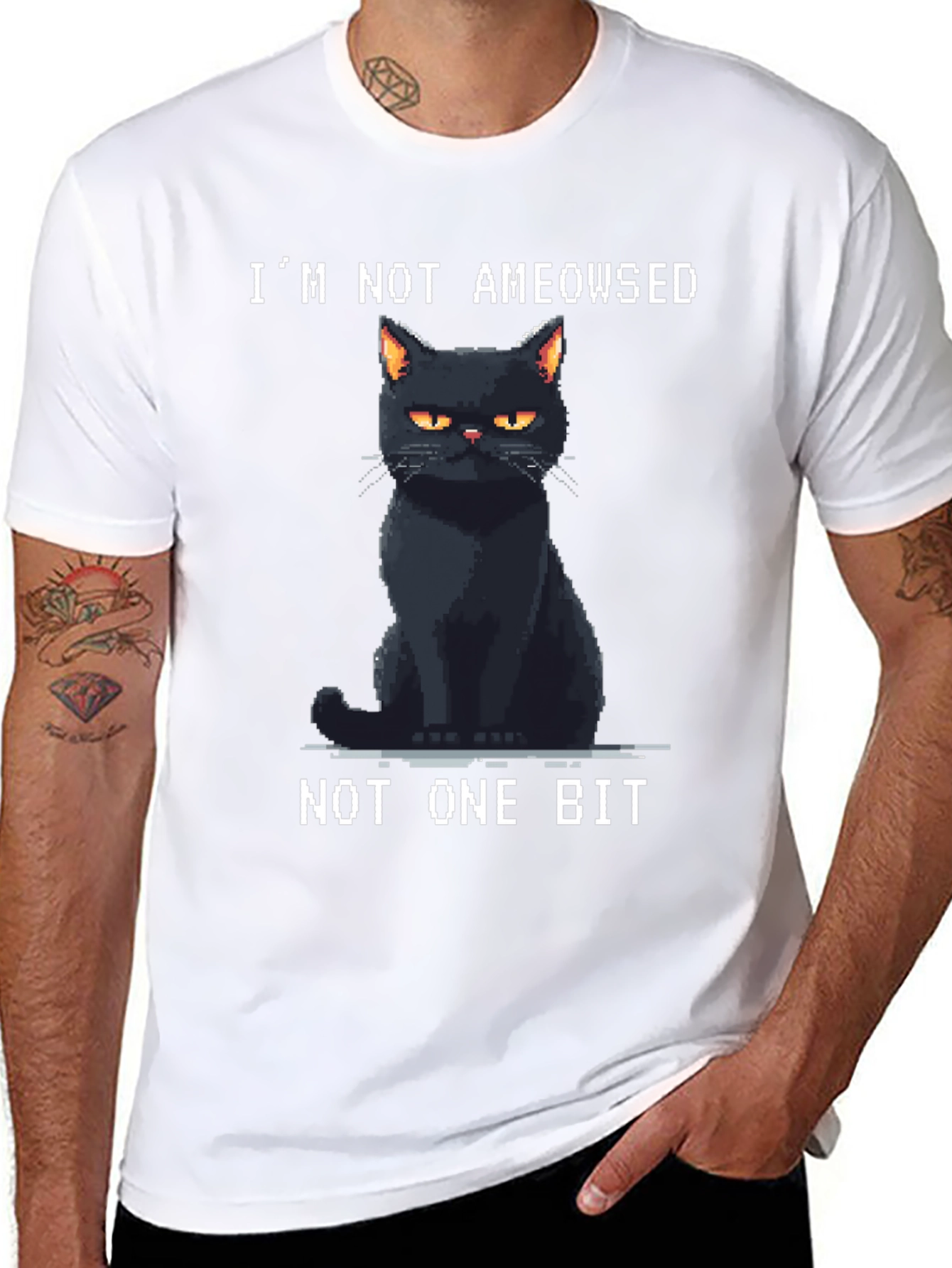 Black I'm Not Ameowsed Black Cat T-Shirt view 8
