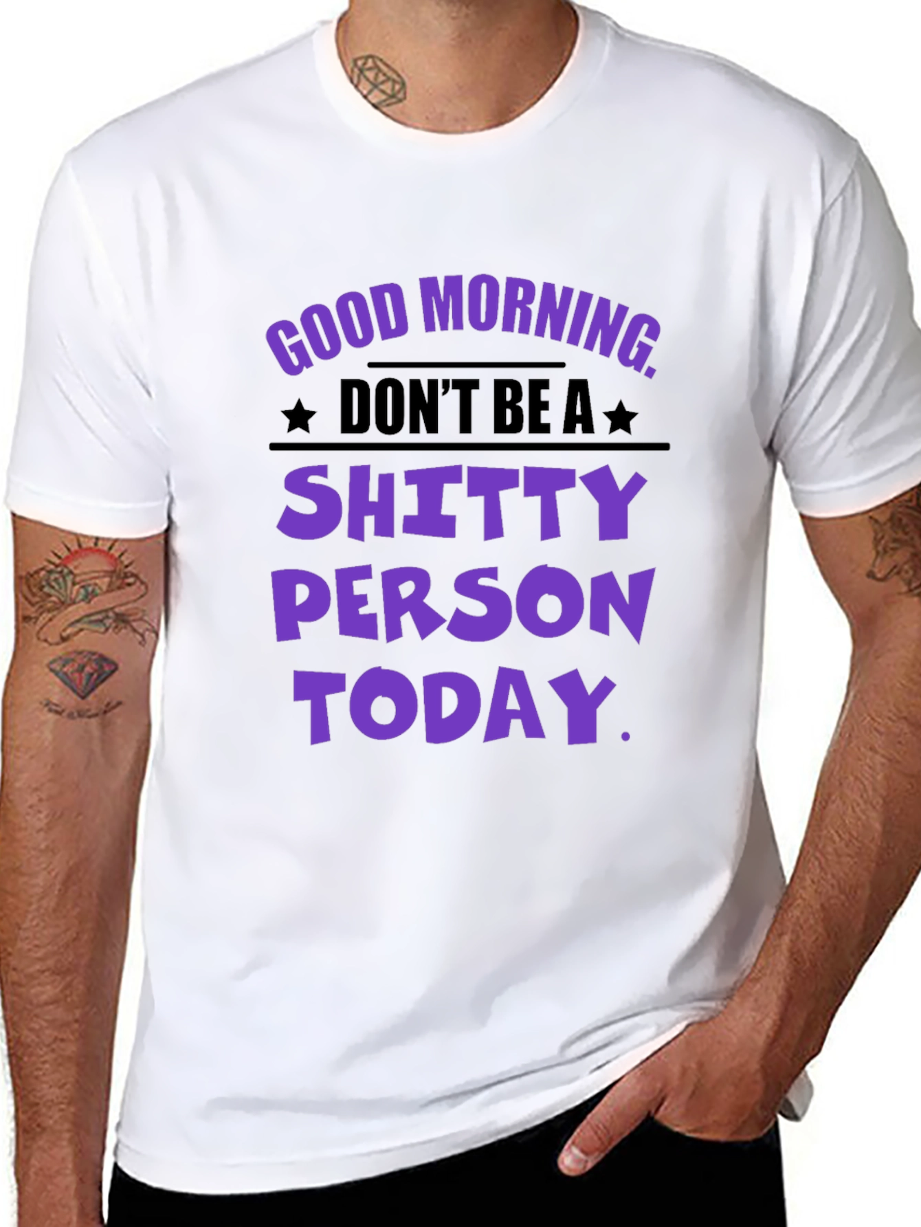 Black Funny Graphic T-Shirt: Don't Be a Shitty Person Today view 8