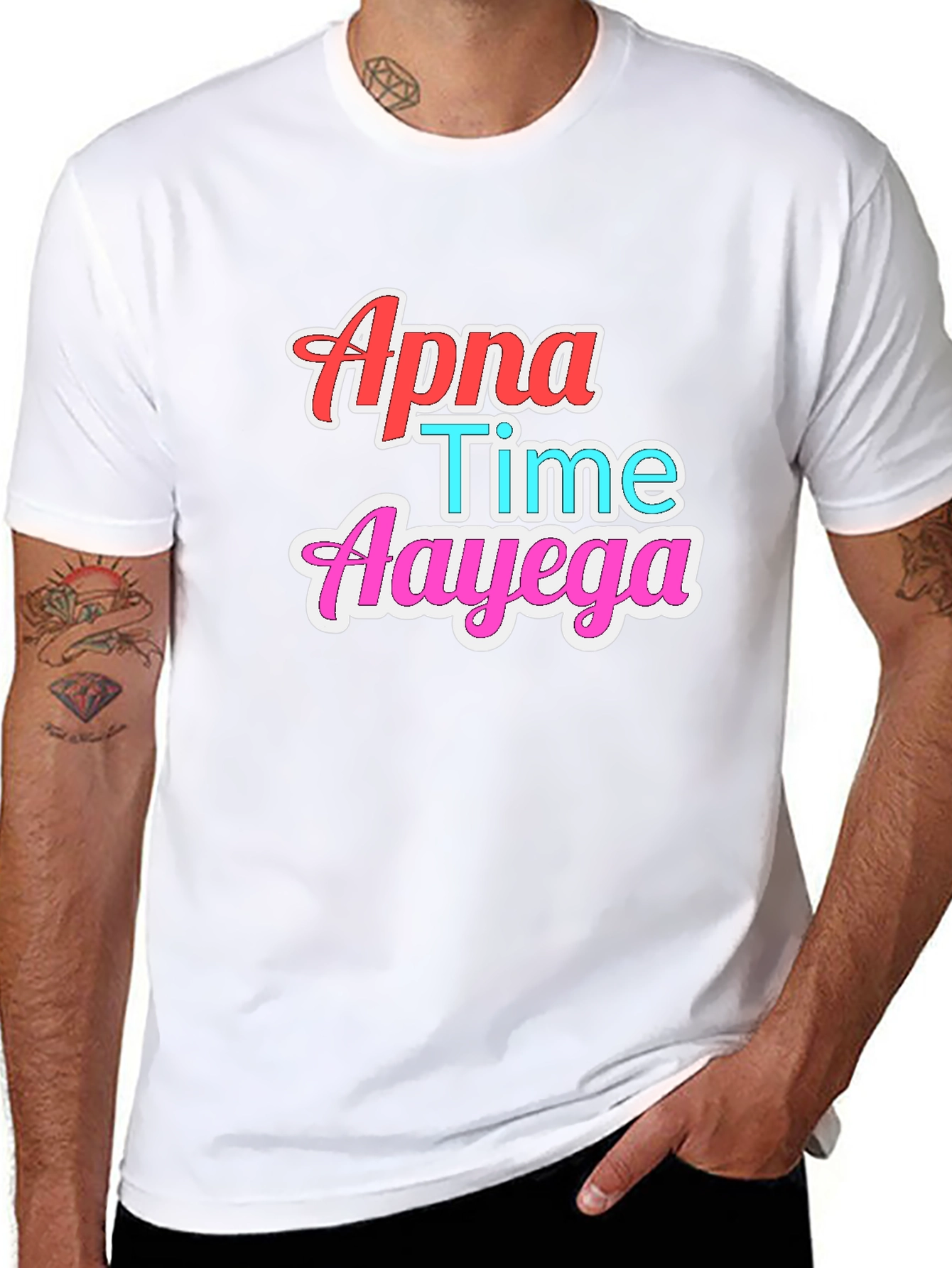 Black Apna Time Aayega Graphic T-Shirt view 8