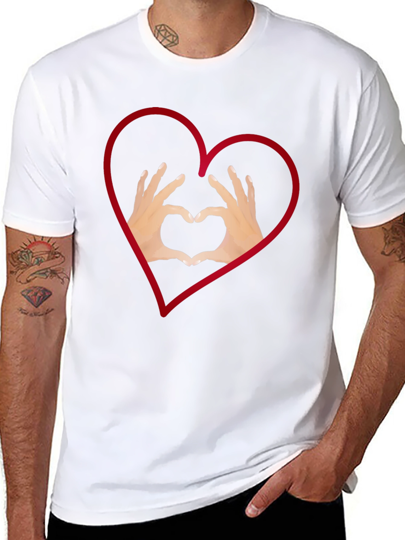 Black Heart Hands Graphic Tee - Stylish Black T-Shirt view 8