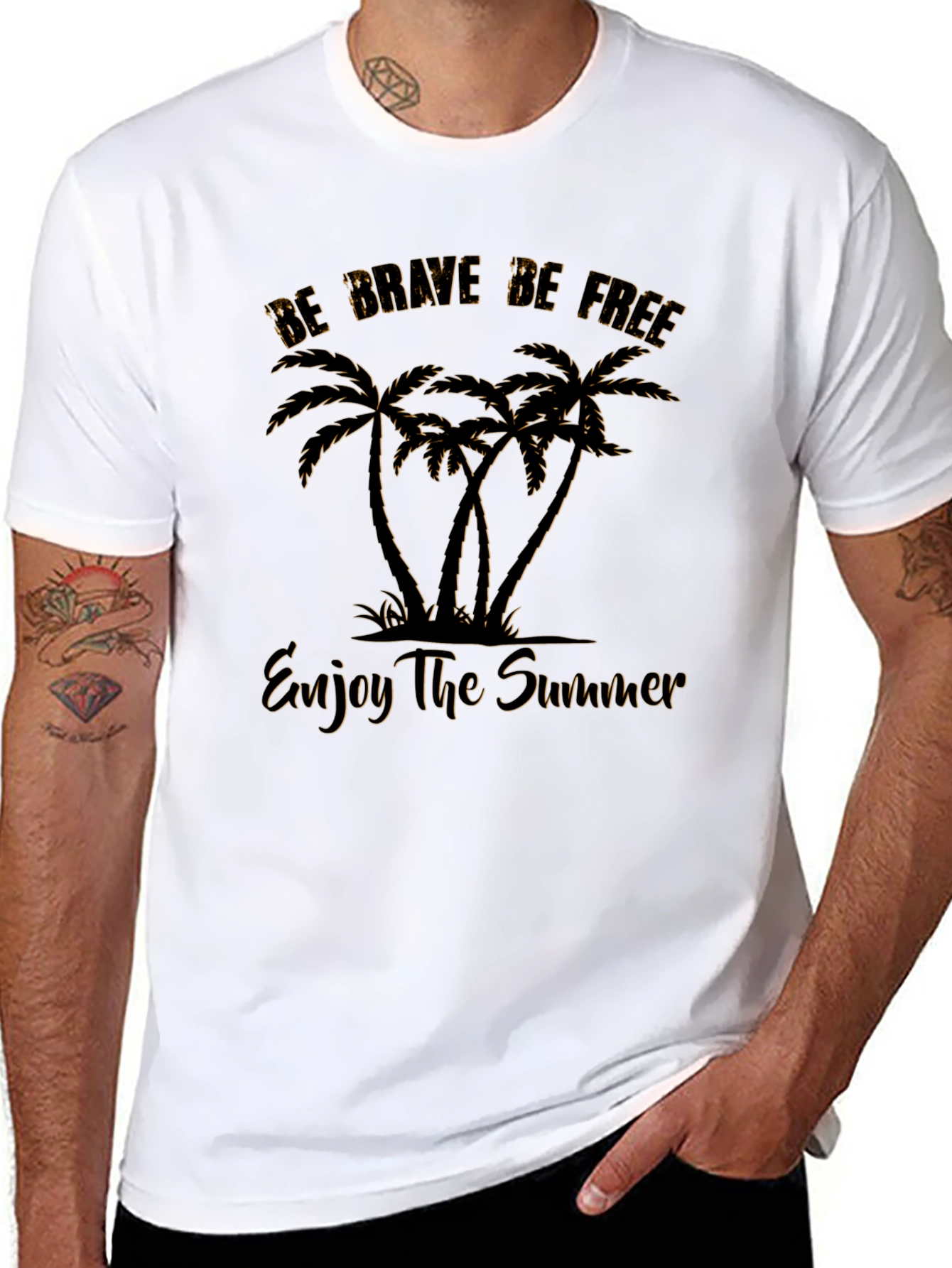 Black Be Brave Be Free Palm Tree T-Shirt view 8